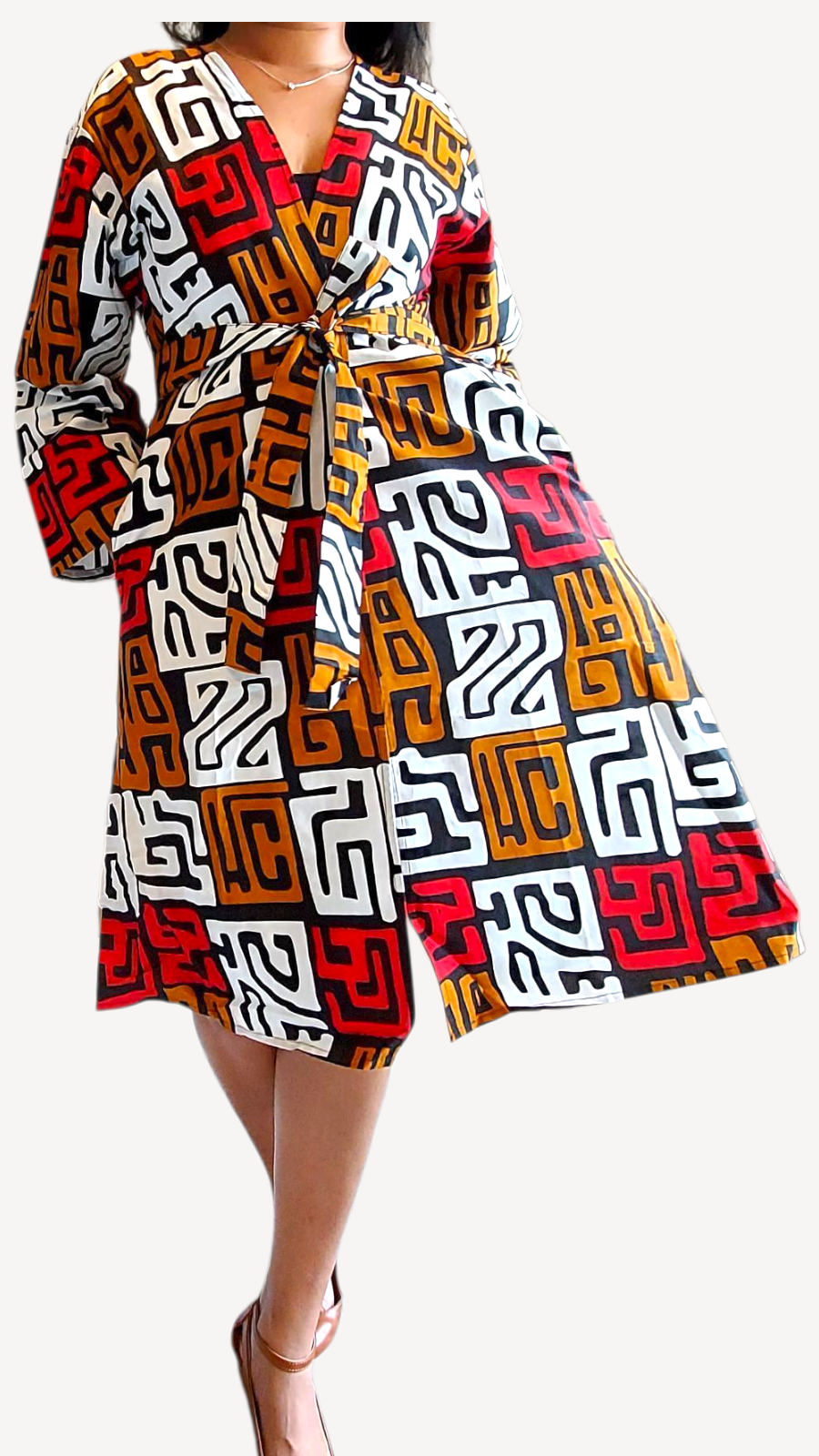 Kimono Mid Length Dress / Ankara Print  FJO17