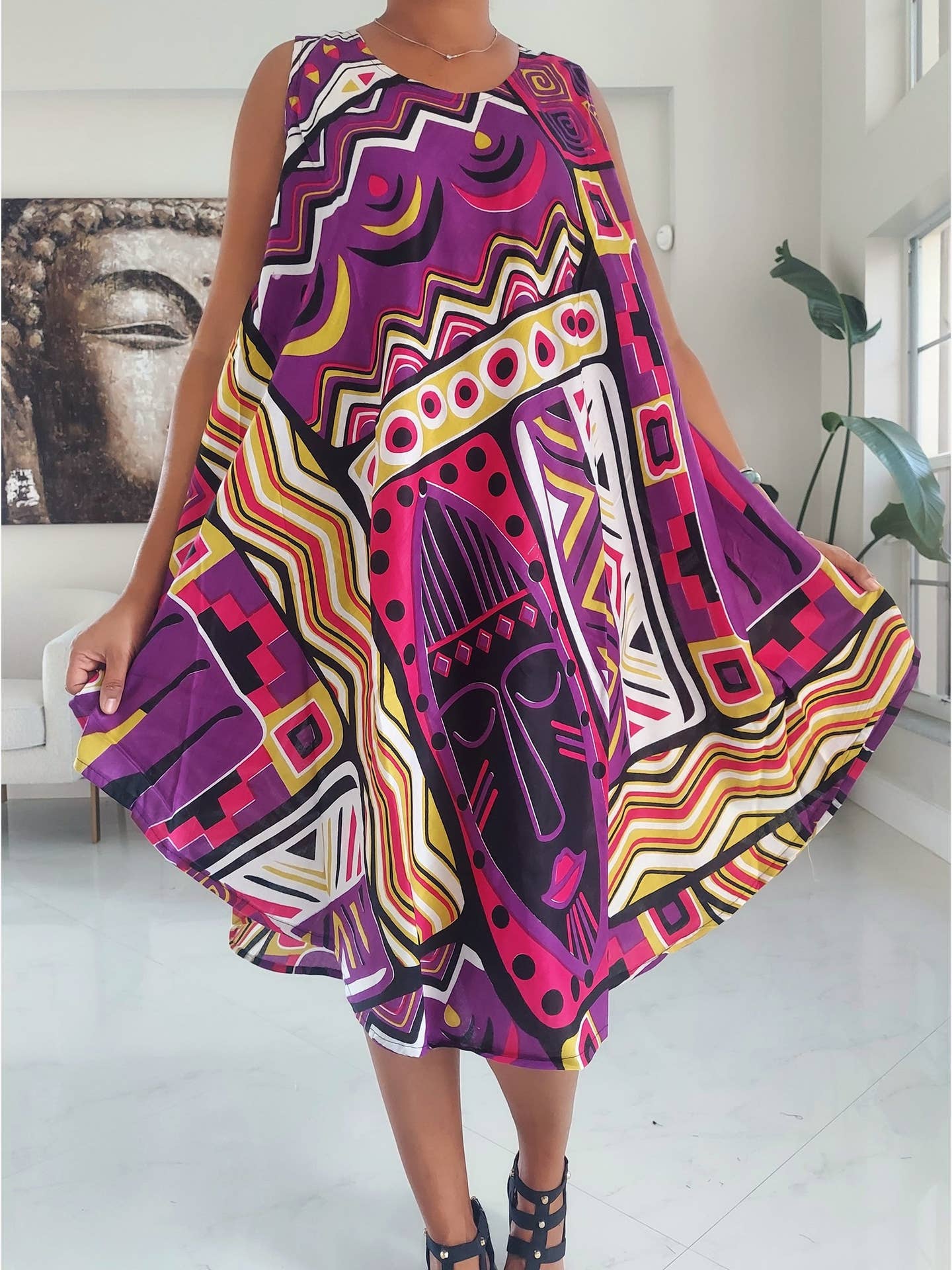 Umbrella Dress/ Beach Dress/ Tribal Print- 1691