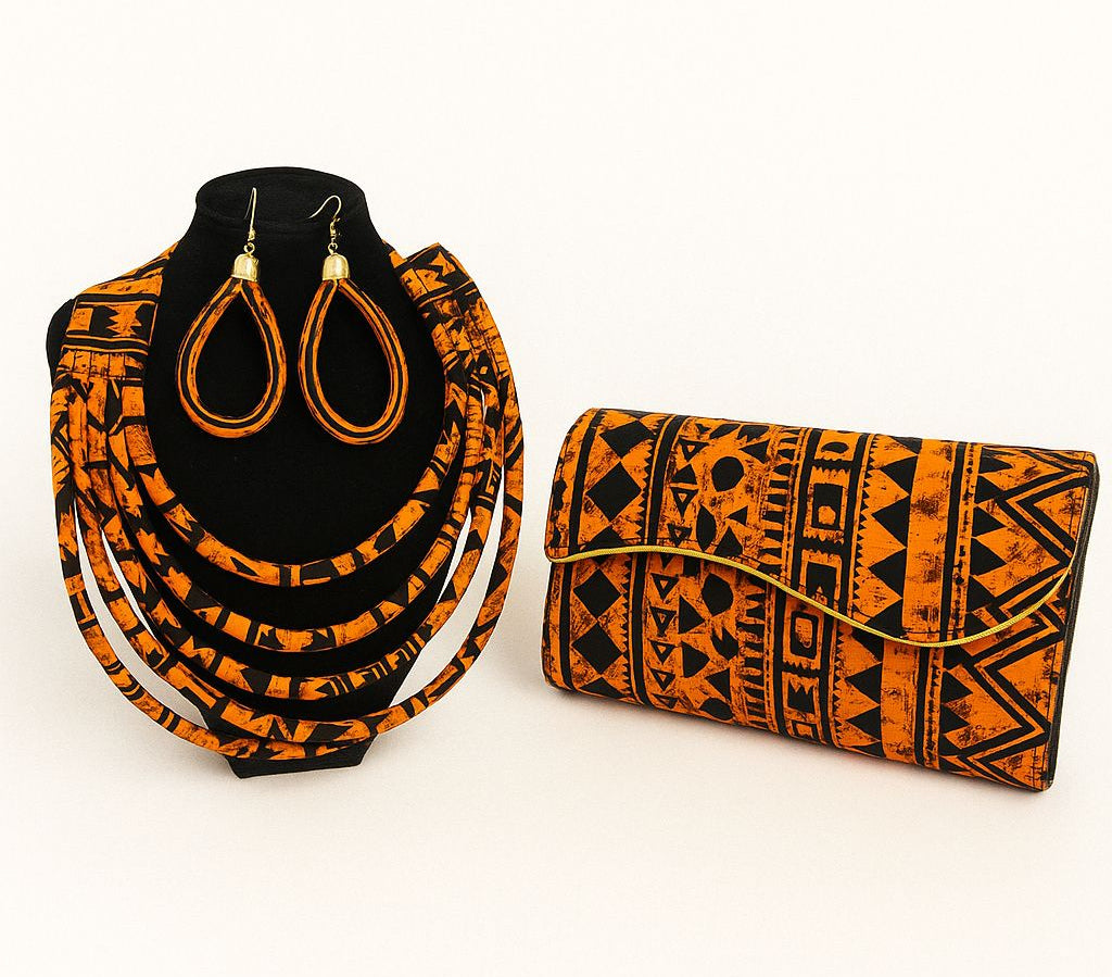 Clutch Bag & Rope  Necklace Set /African Print /Ankara10