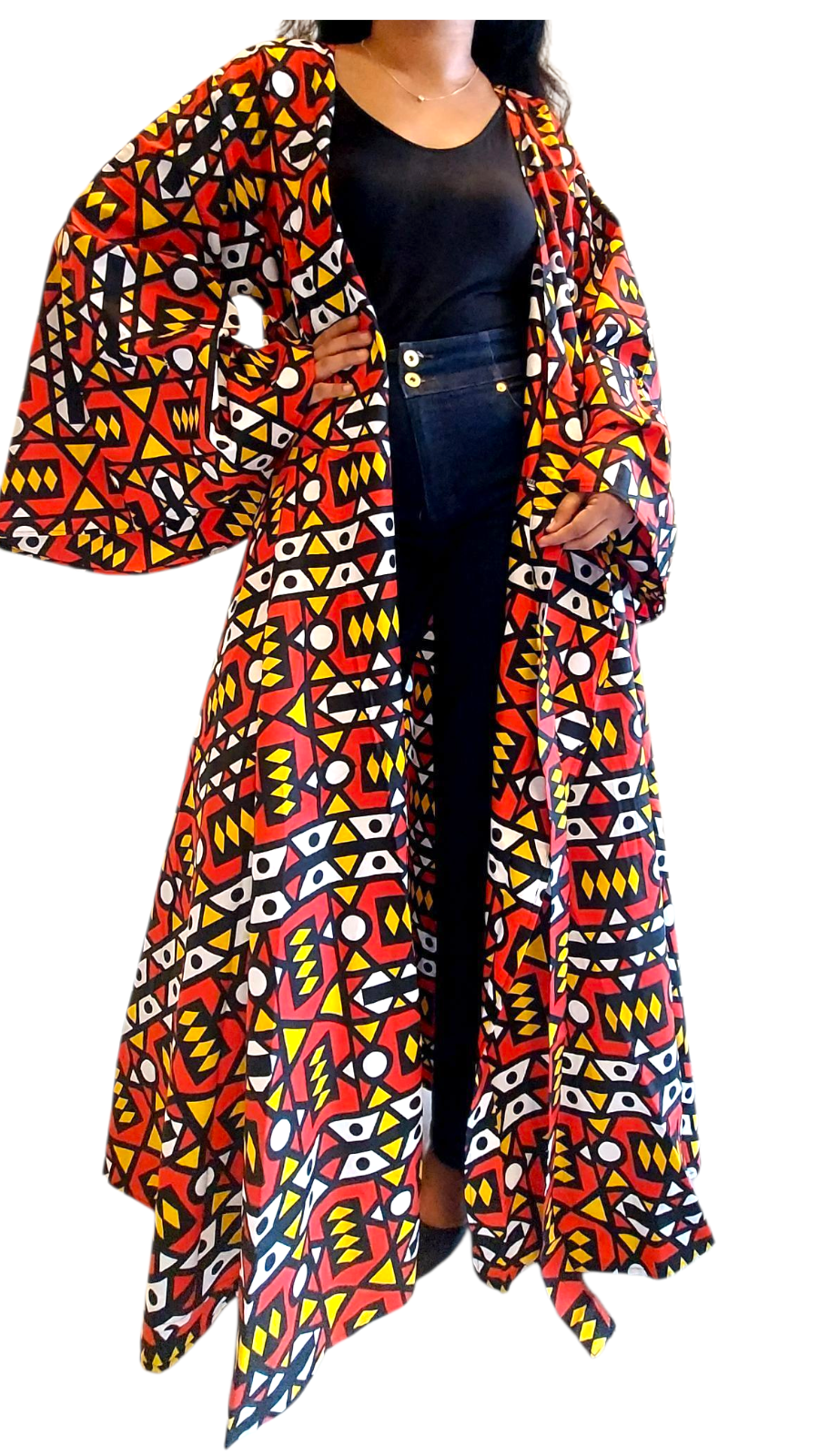 Wrap Dress / Ankara Print - 1360 Red Multi