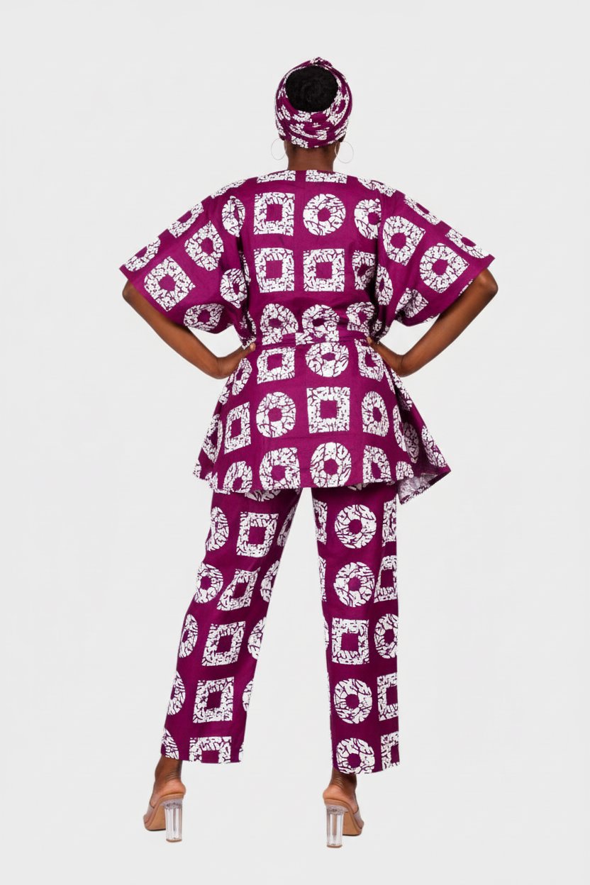 Peplum / kaftan Top & Pant Set Purple 806