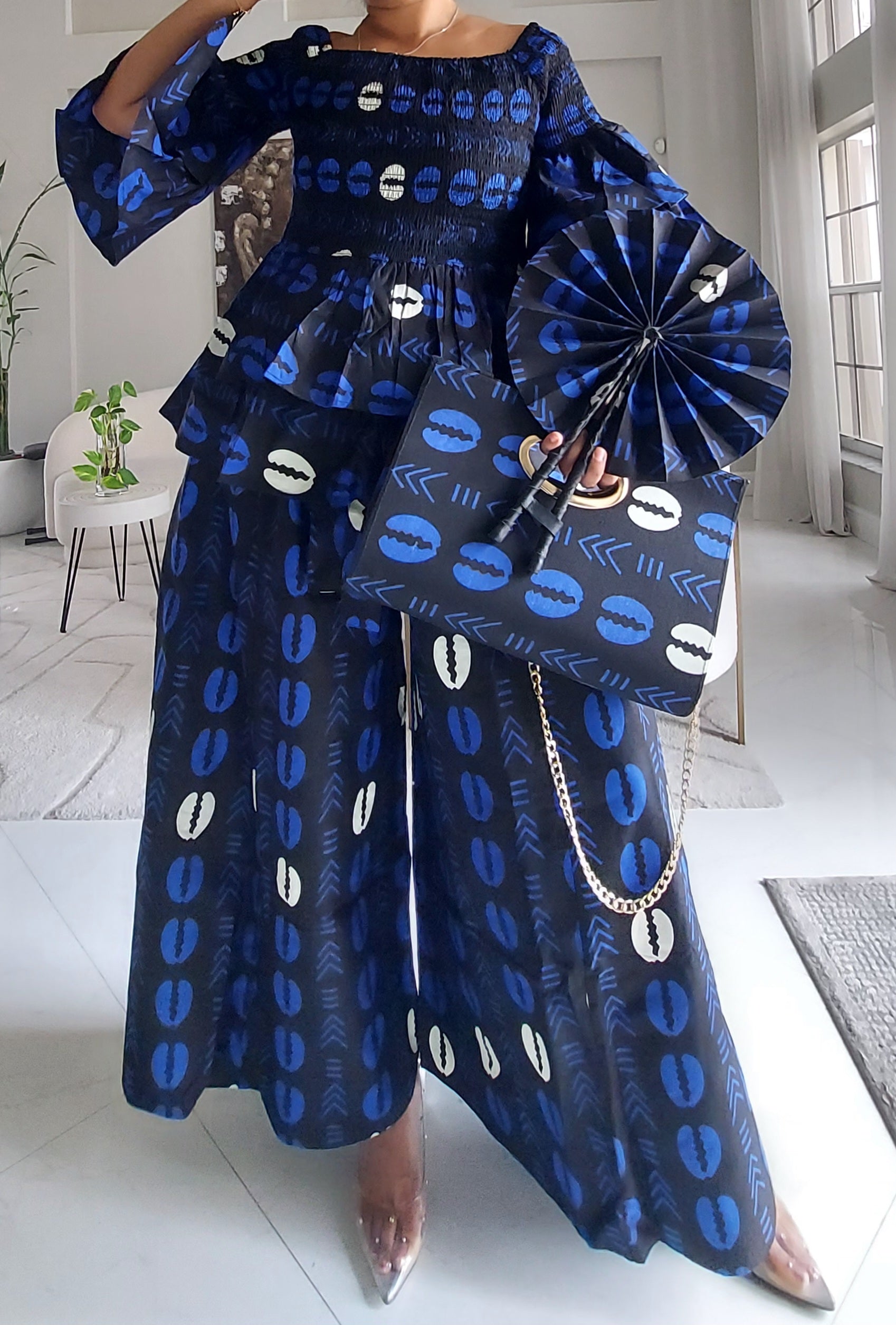 5-Piece African Ankara Pant Set – Bold Blue Elegance 019-PS14D