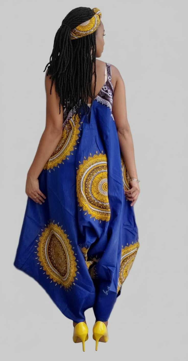 Harem Romper / Jumpsuit Royal Blue/Gold 212