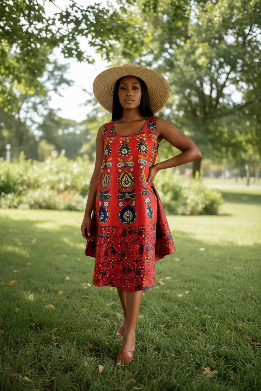 cotton umbrella dress The cotton umbrella dress in new print combines classic comfort with modern style. Its vibrant patterns and flowy design make it a go-to outfit for women who want to stay trendy without