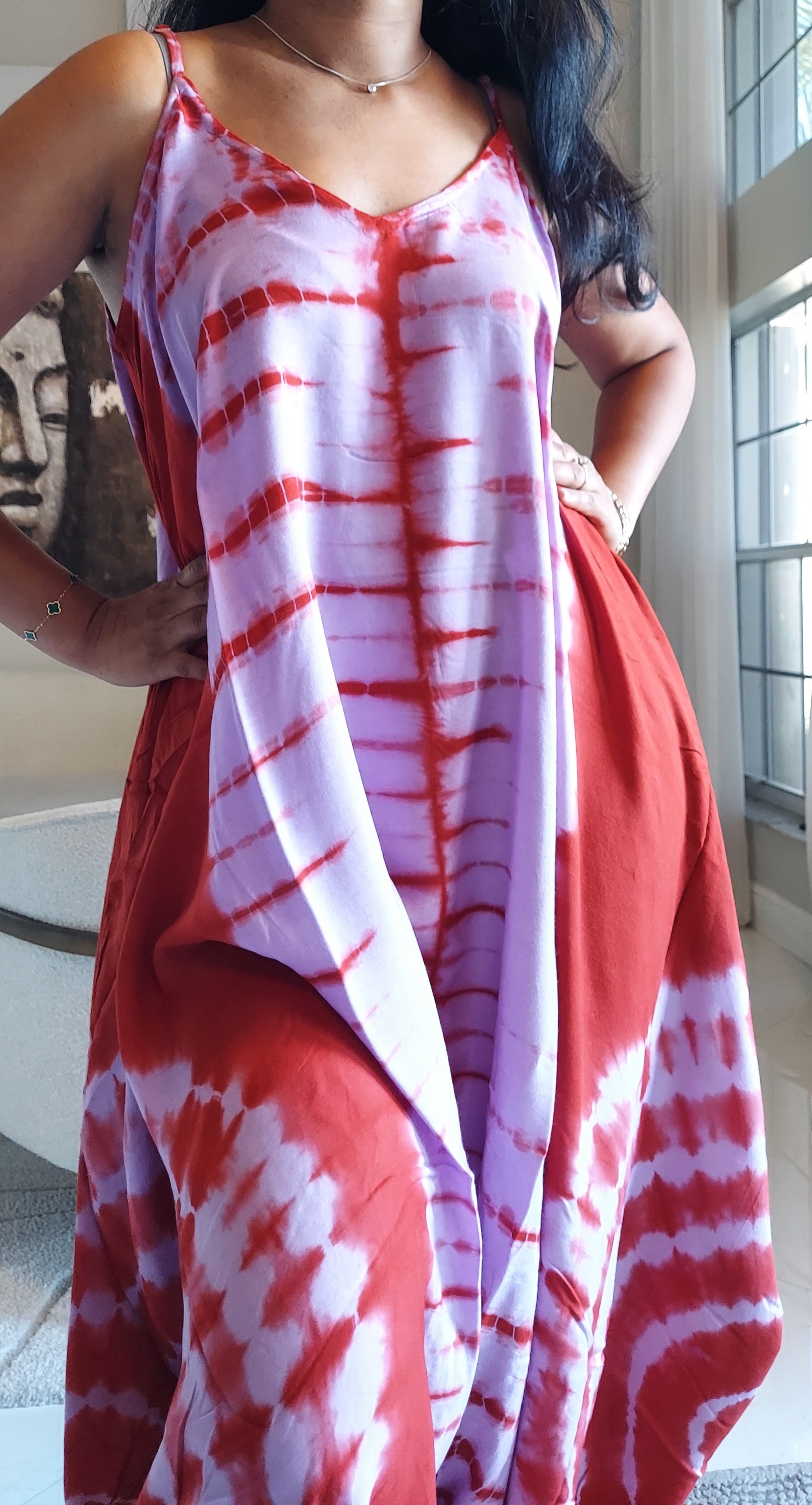 Harem Tie-Dye Jumpsuit Red/Purple 1105