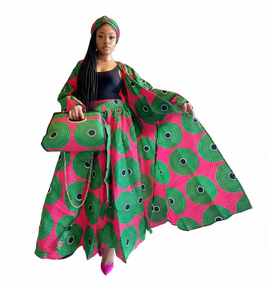 3pcs Set Maxi Skirt Pocketbook wrap Dress 746 G