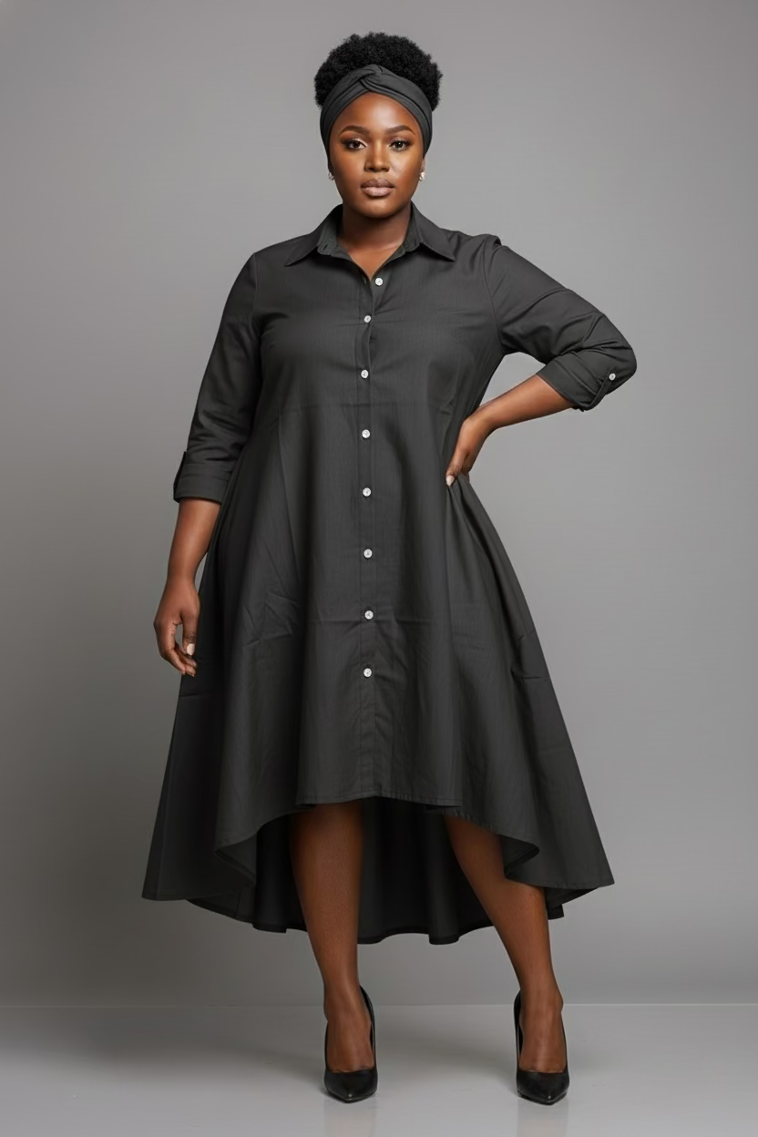 Button Down High low Dress Top AA18666