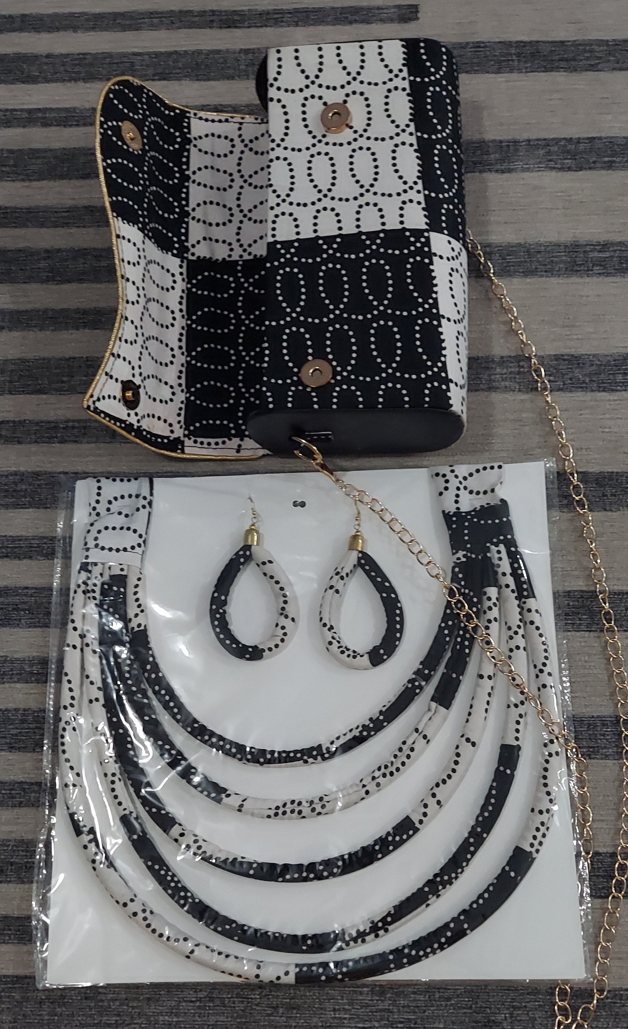 Clutch Bag & Rope  Necklace Set /African Kente /Ankara 20 Zebra
