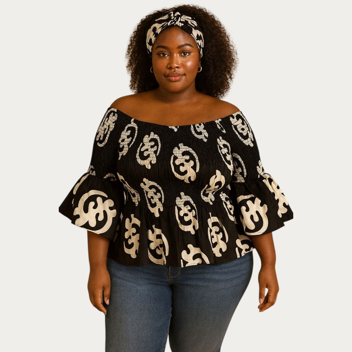 019 Smock & Flare Blouse- Gynmee Print
