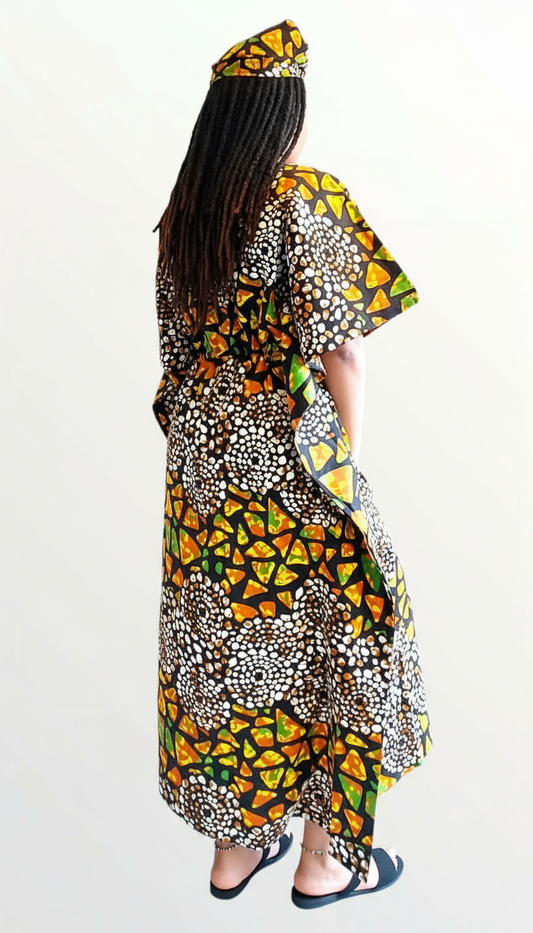 Cotton Kaftan Dress - 9000 Yellow