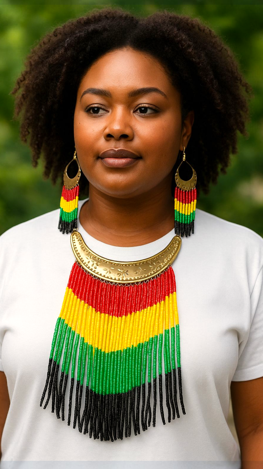 Necklace & Earrings Set- Rasta Bead2