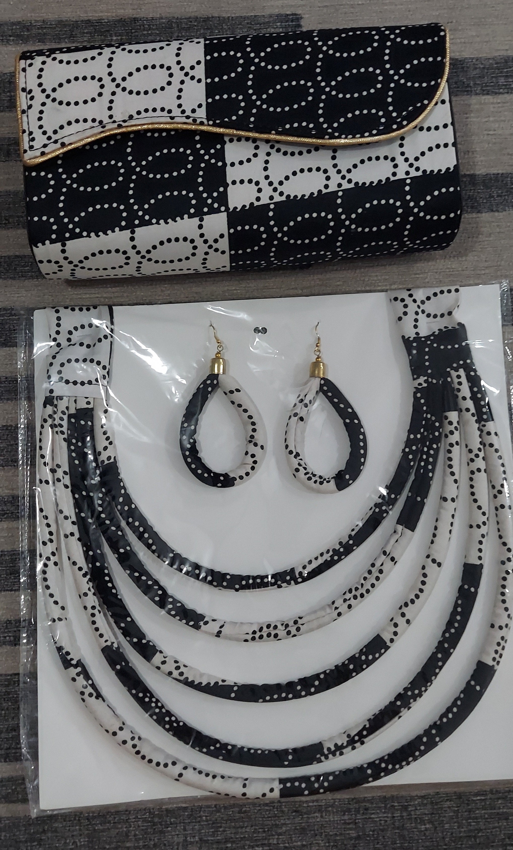 Clutch Bag & Rope  Necklace Set /African Kente /Ankara 20 Zebra