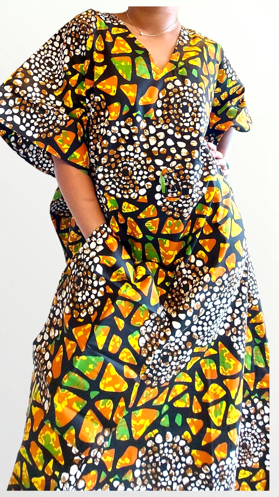 Cotton Kaftan Dress - 9000 Yellow