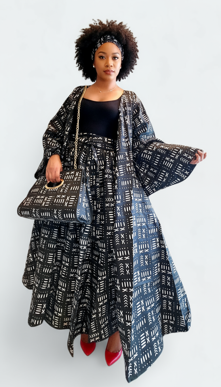 3pcs Set Maxi Skirt Pocketbook wrap Dress 2167 B