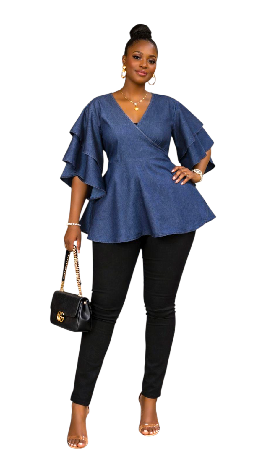 Denim Wrap Blouse T012D