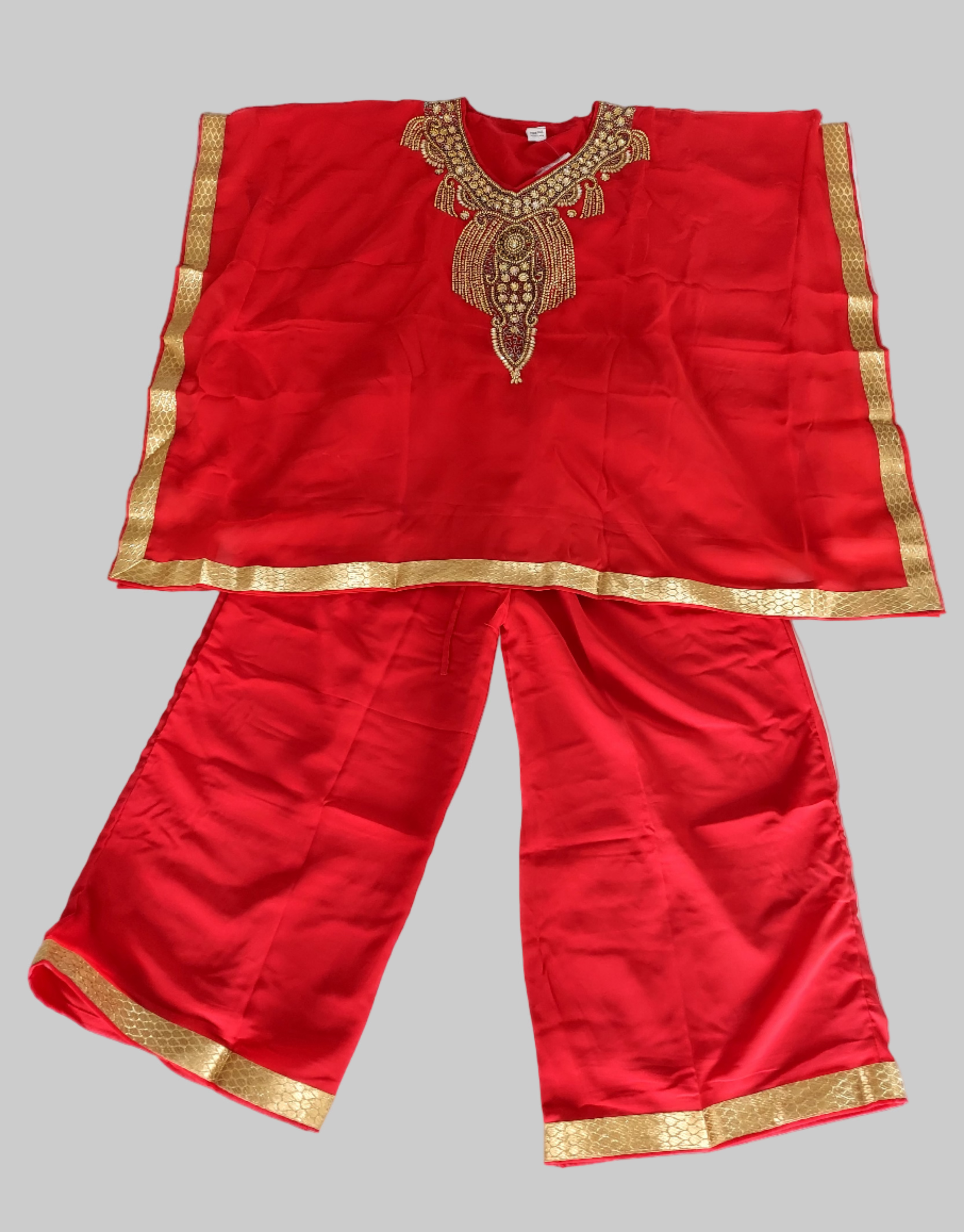 kaftan Palazzo Set Red And Gold - kP05