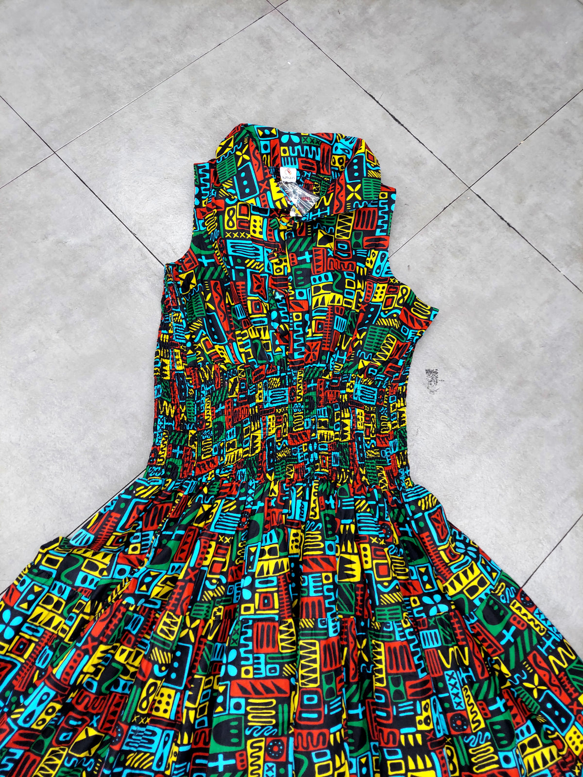 KVC24-1 Middi Halter Smock Dress India Batik KVC24-1 Middi Halter Smock Dress India Batik