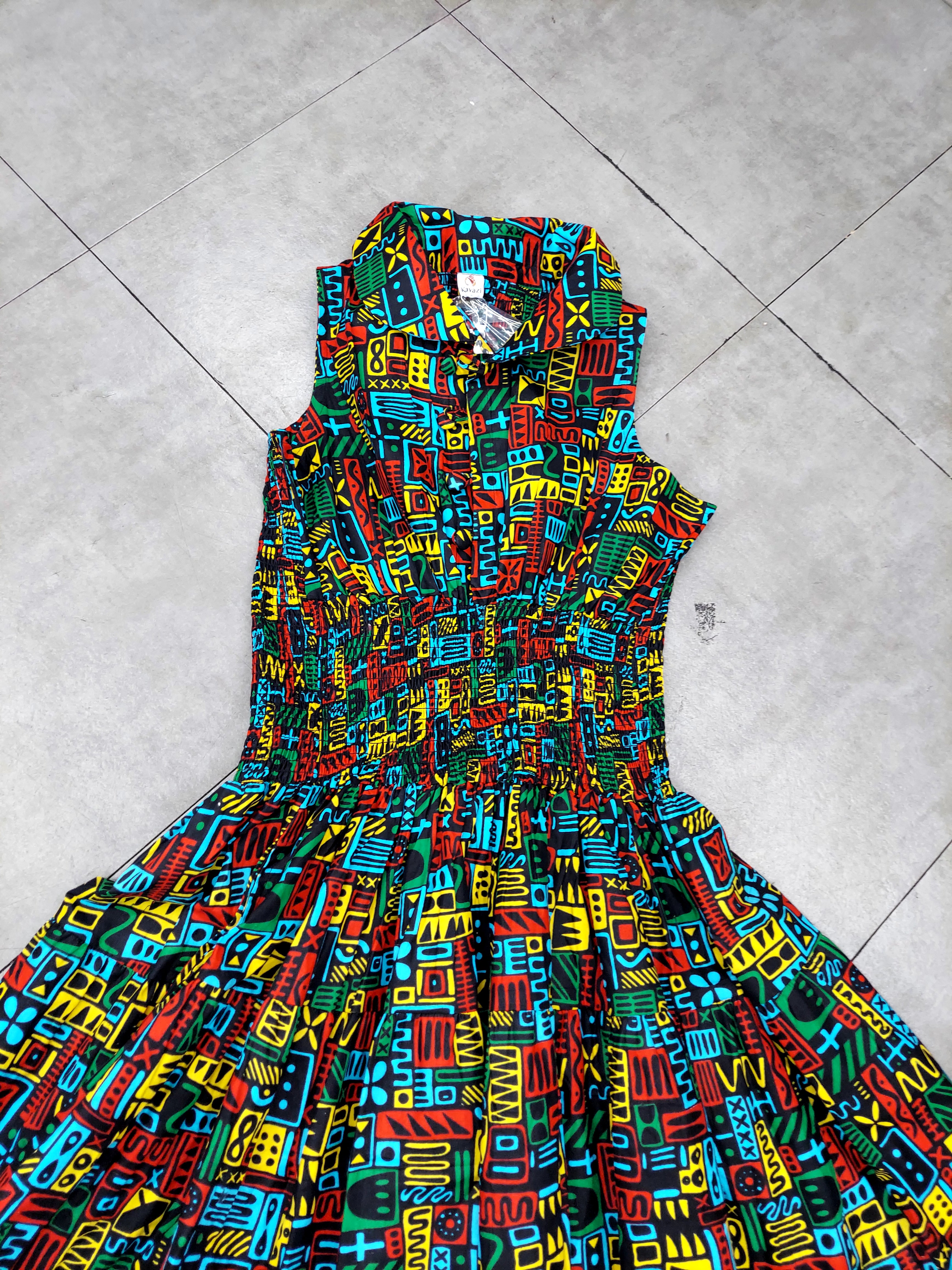 KVC24-1 Middi Halter Smock Dress