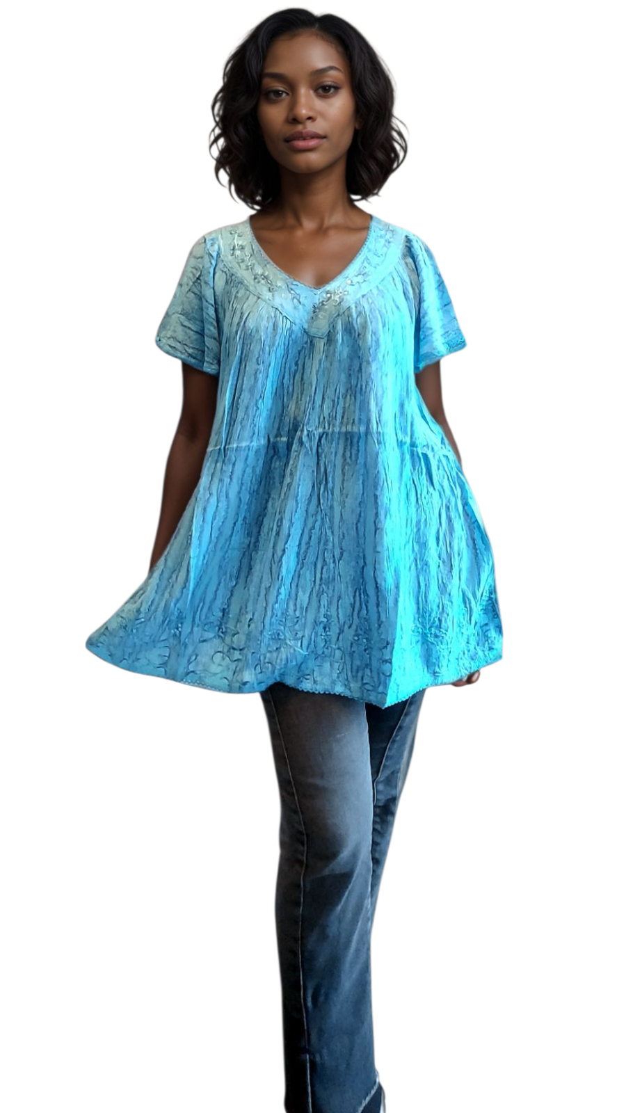 Woman Plus-Size Crinkle Blouse -15780