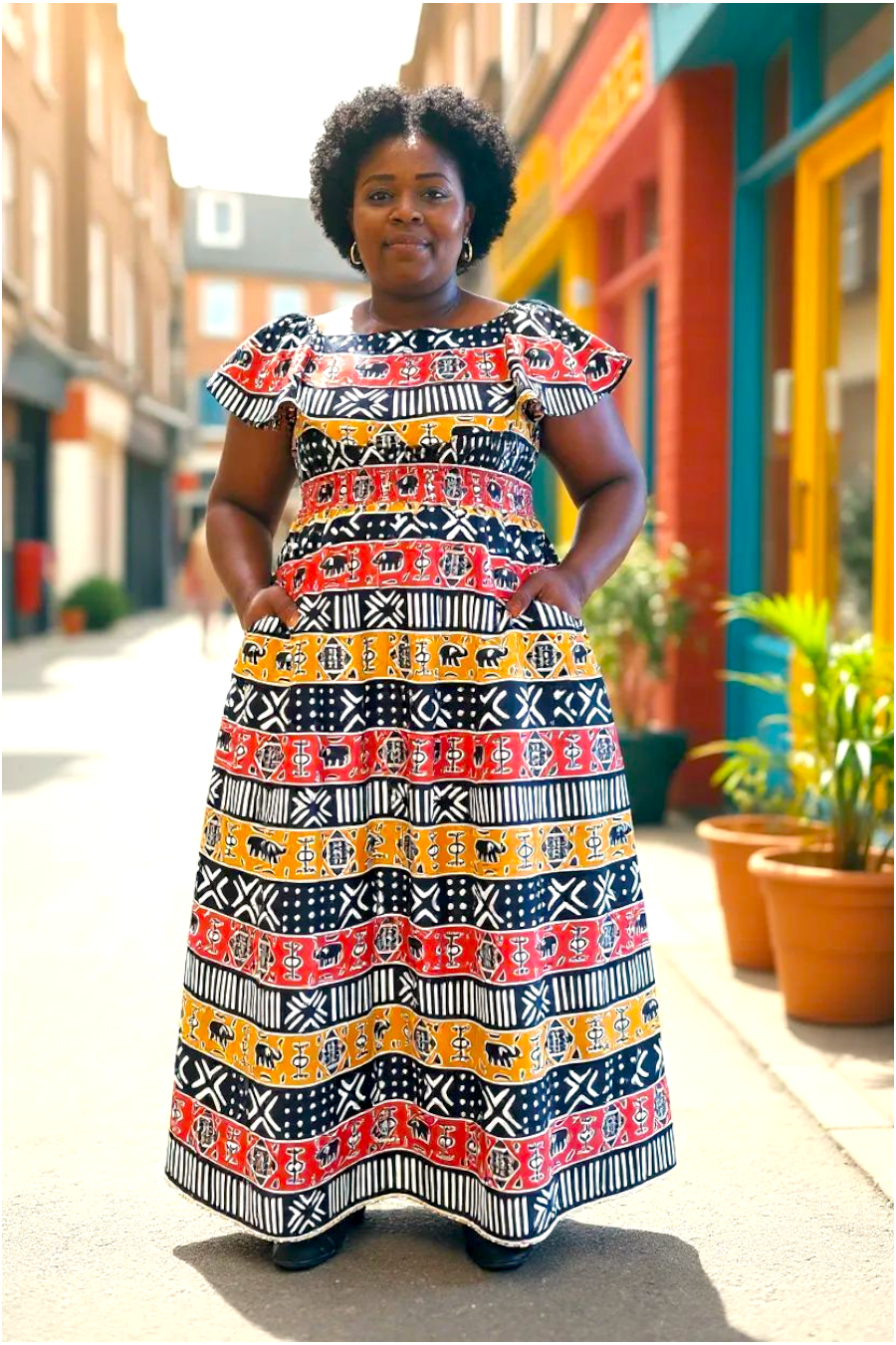 Maxi Frill Dress / Tribal2-KV08