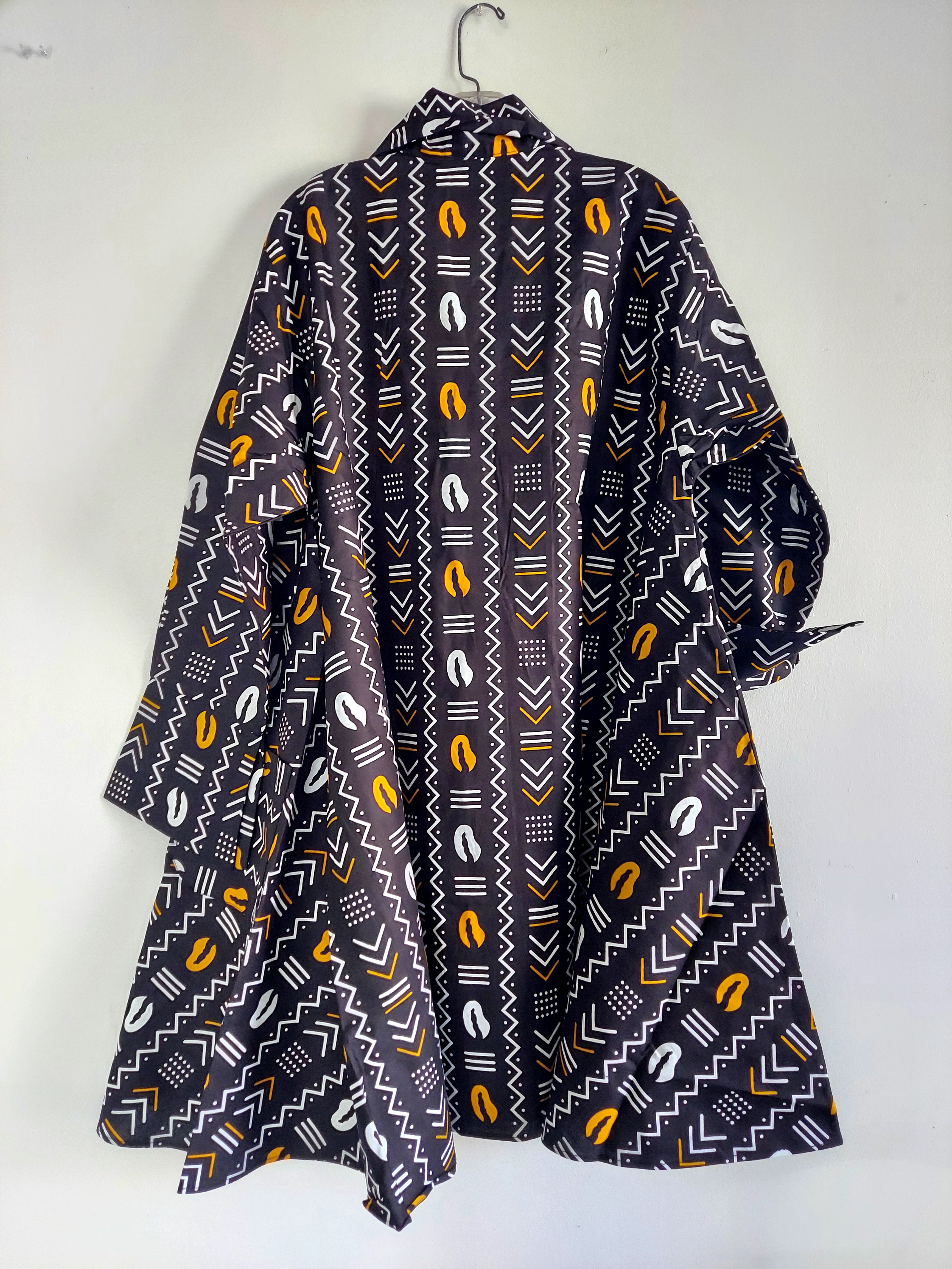 Cotton Swing Dress / Top Ankara Print Black Tribal- DRS029