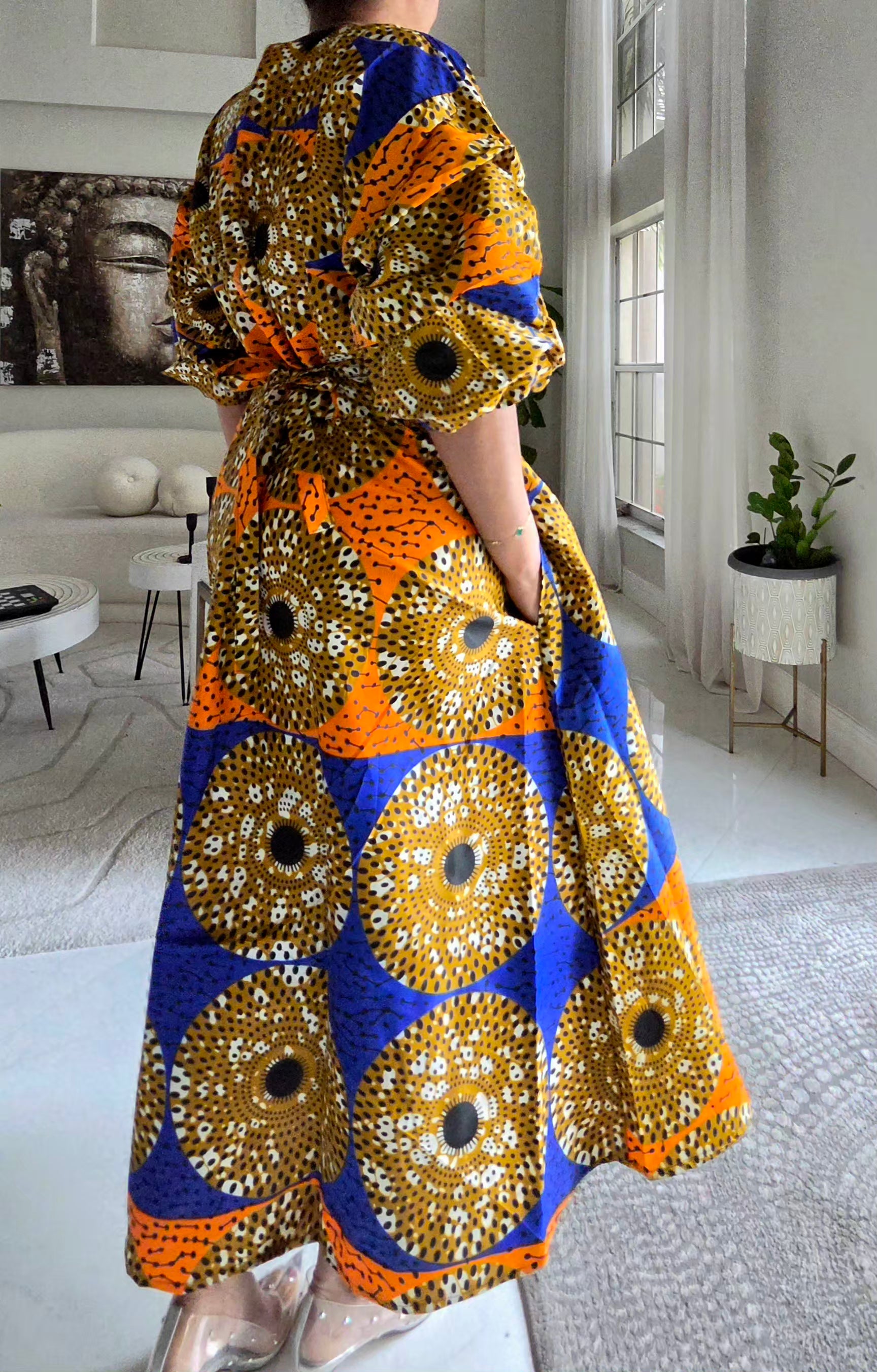 746 Wrap Dress With Puffed Sleeves Print 811