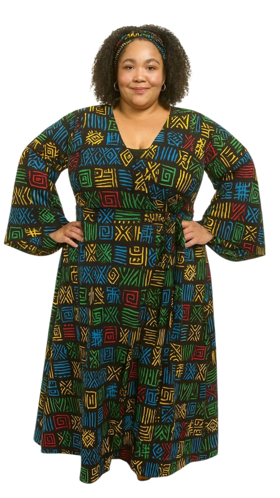 Wrap Dress / Ankara Print - 1360 Rasta