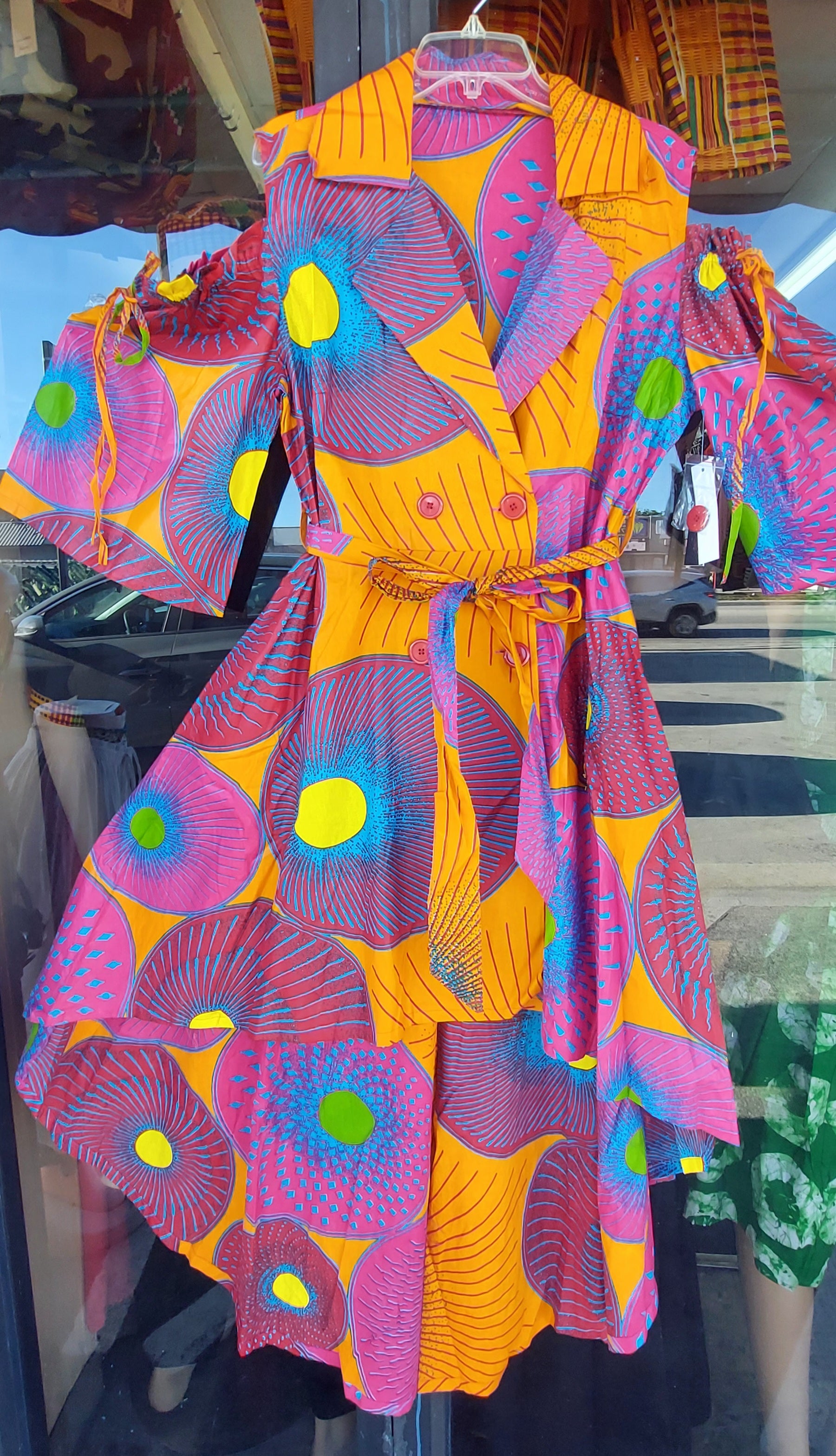 High-Low Cold Shoulder Ankara Dress 107F