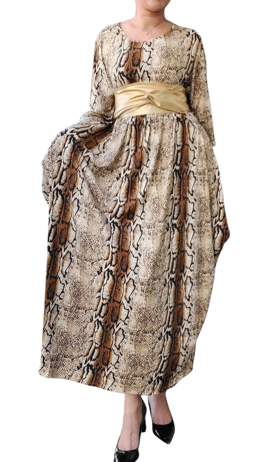 Bubble Dress/Mid Length Sleeves/ Snake Print-161