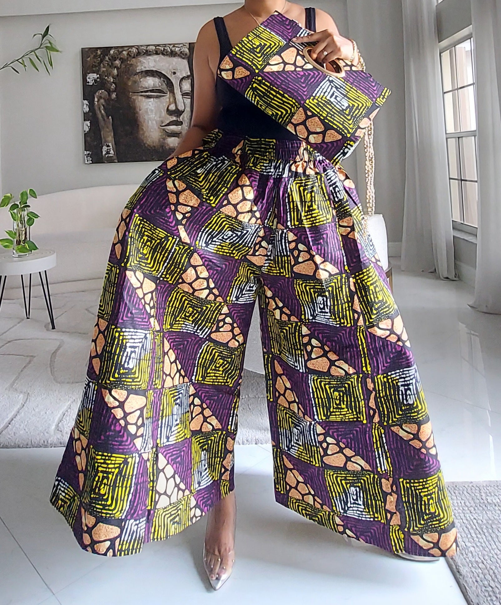 5-Piece African Ankara Pant Set Geometric - 019-PS14E