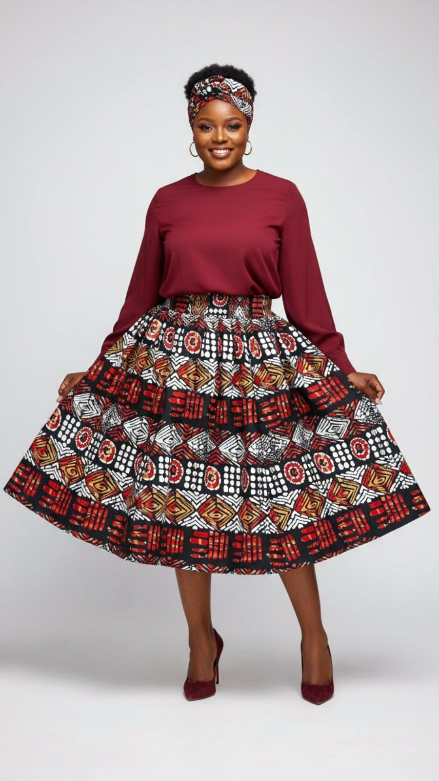 7012  Mid Length Cotton skirt