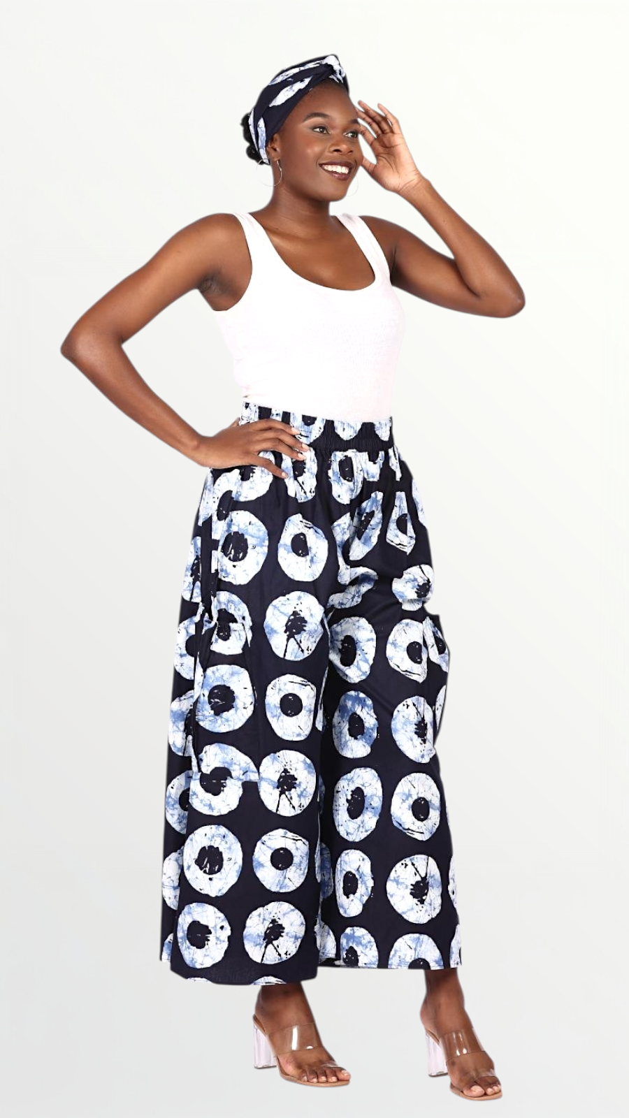 Big Pocket Palazzo Pant Print KVZ809 B