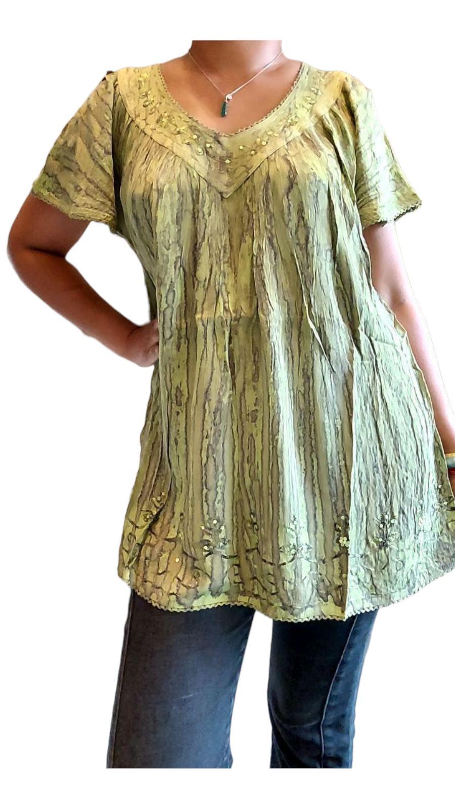 Woman Plus-Size Crinkle Blouse -15780