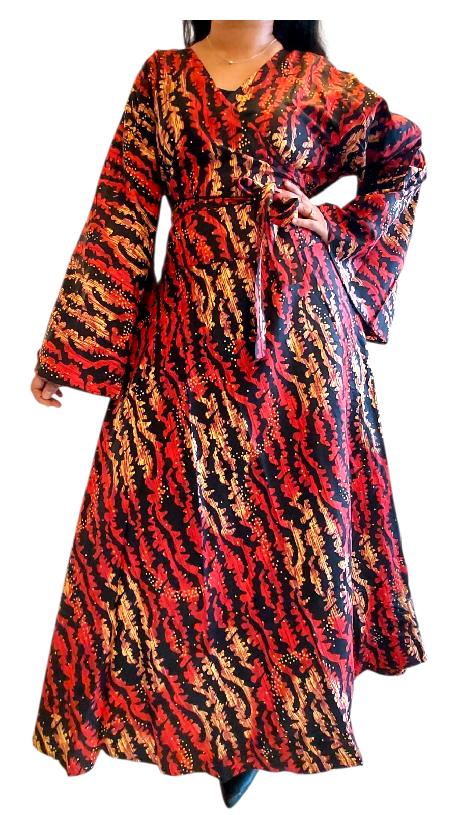 Wrap Dress / Ankara Print - 1360 Red