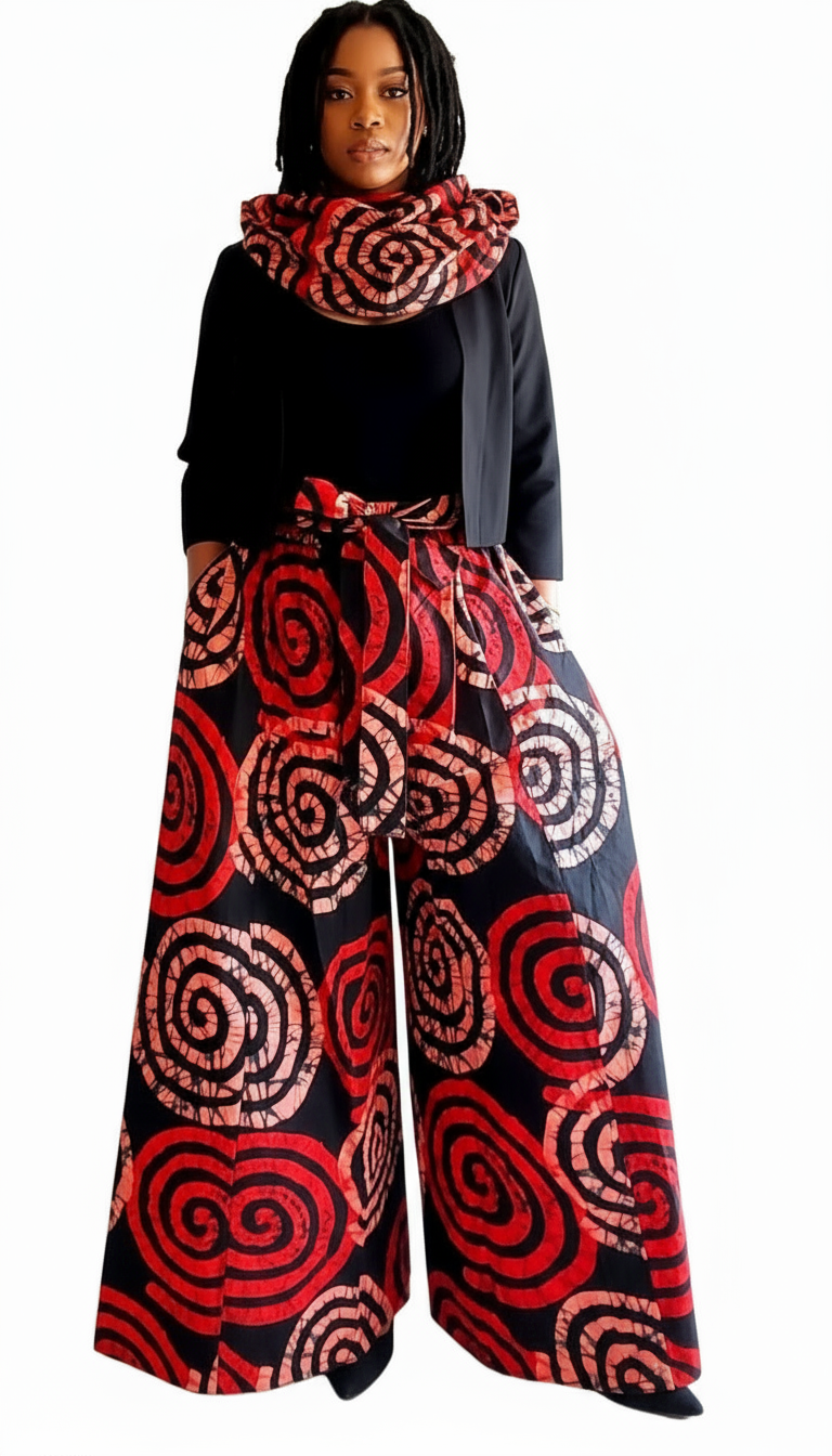 Women Palazzo Pant / Wide Leg Pant -PS13 Red