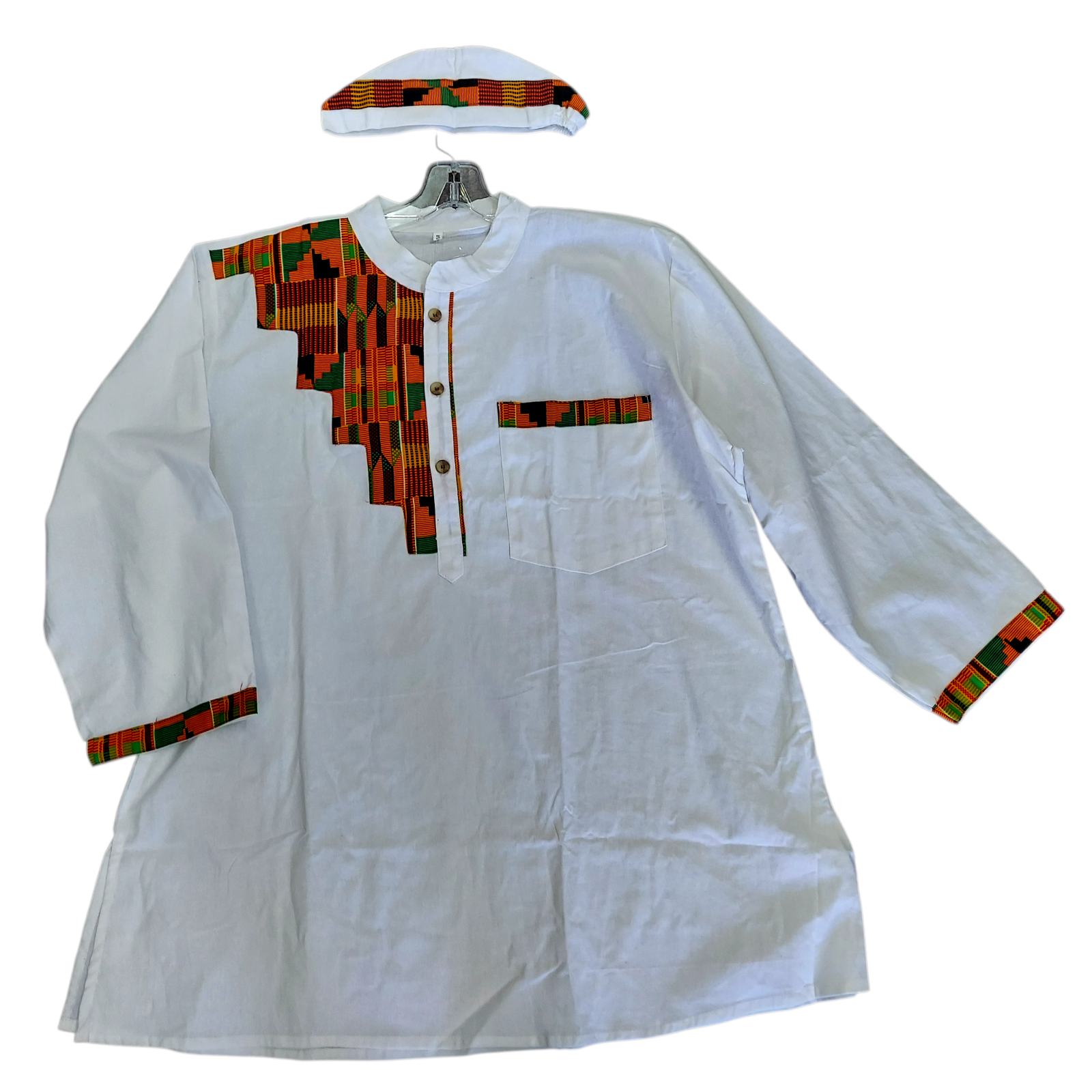 Men’s 3-Piece Traditional Set – Kufi Hat, Tunic Shirt & Long Pant
766 White