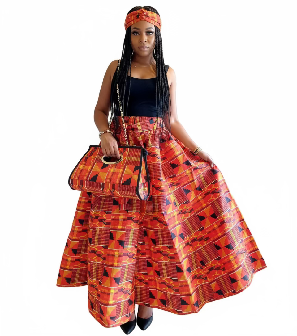 3pcs Set Maxi Skirt Pocketbook wrap Dress 2167 I