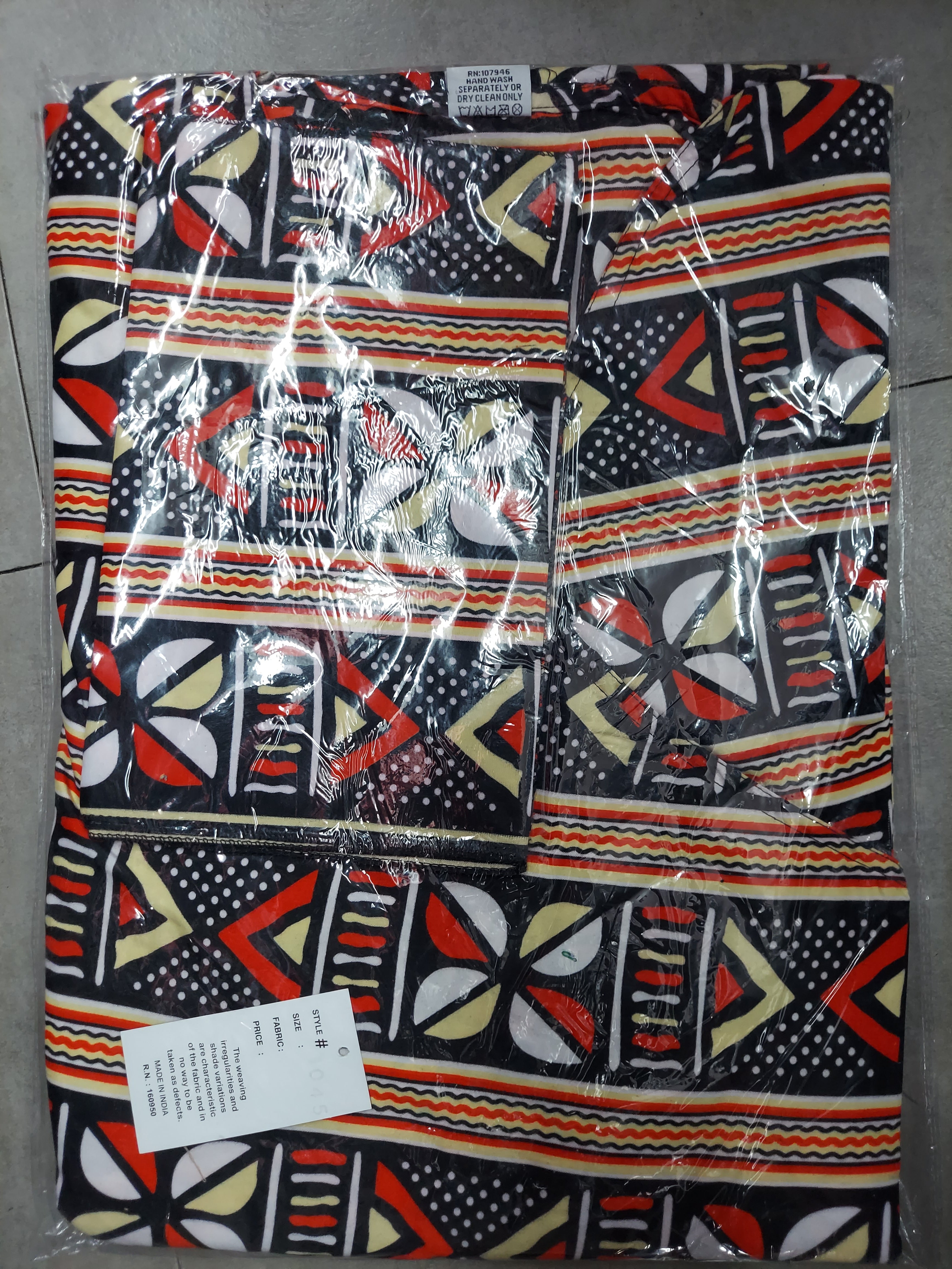 1014- Women Long Printed  Sleeveless Wrap Dress/ Long Bell Sleeves-Black Tribal