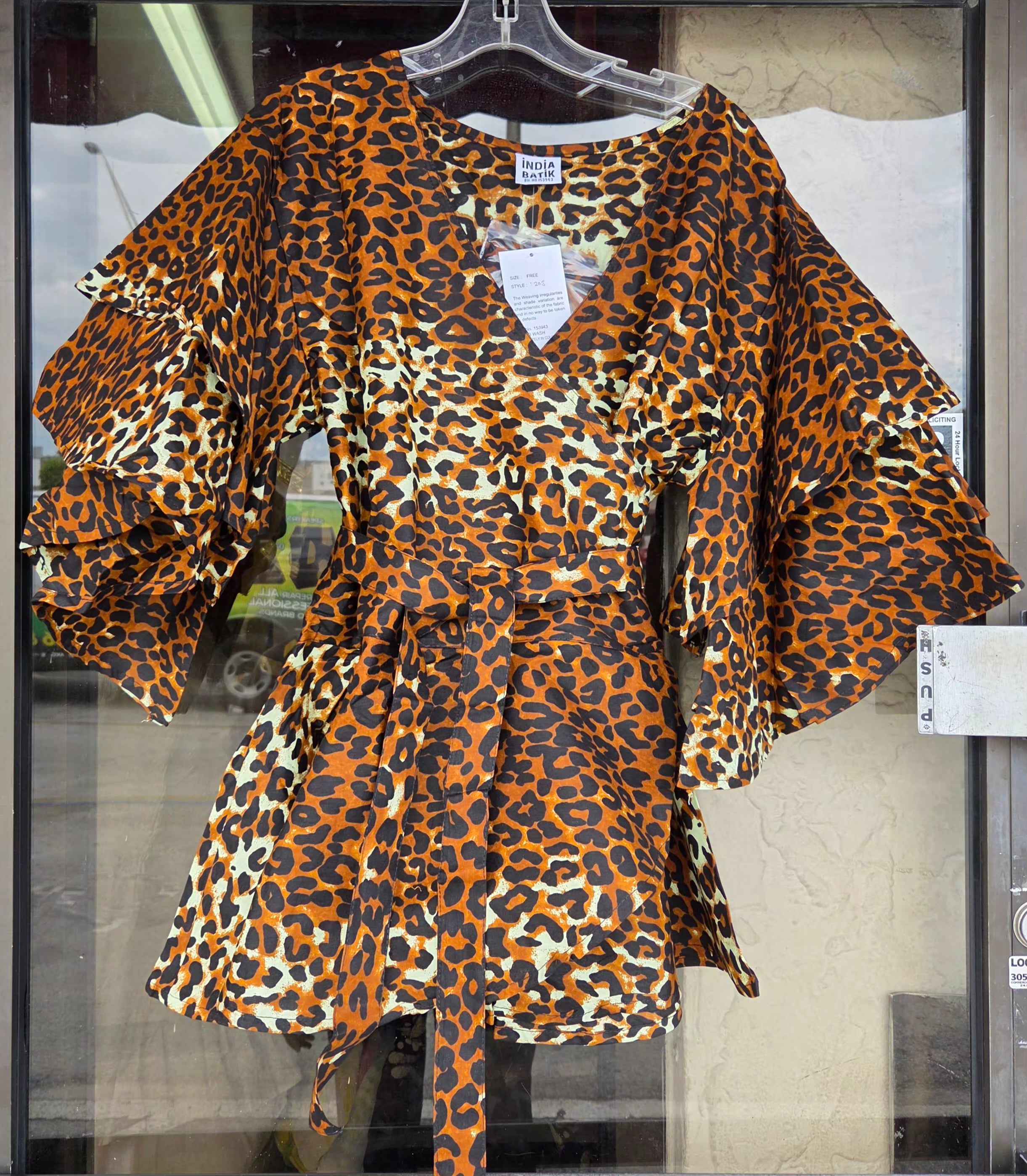 1203 - Wrap Blouse/Animal Print /Warm Tone