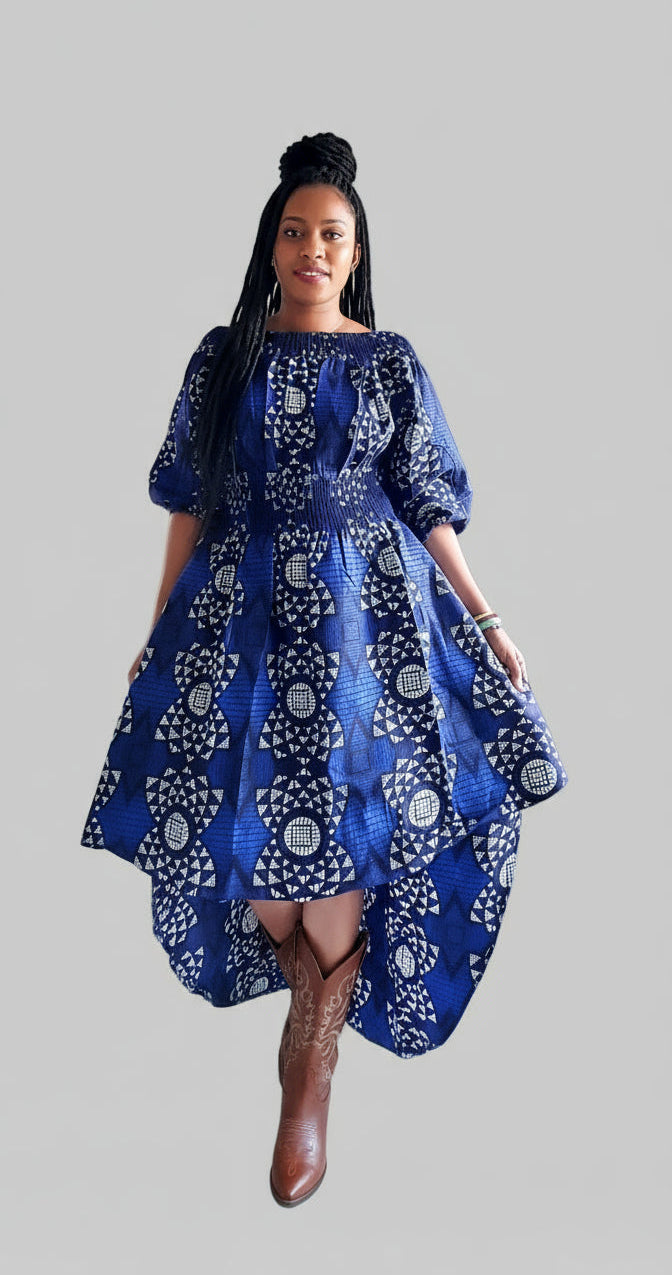 7285- Women High/ Low Dress Blue64