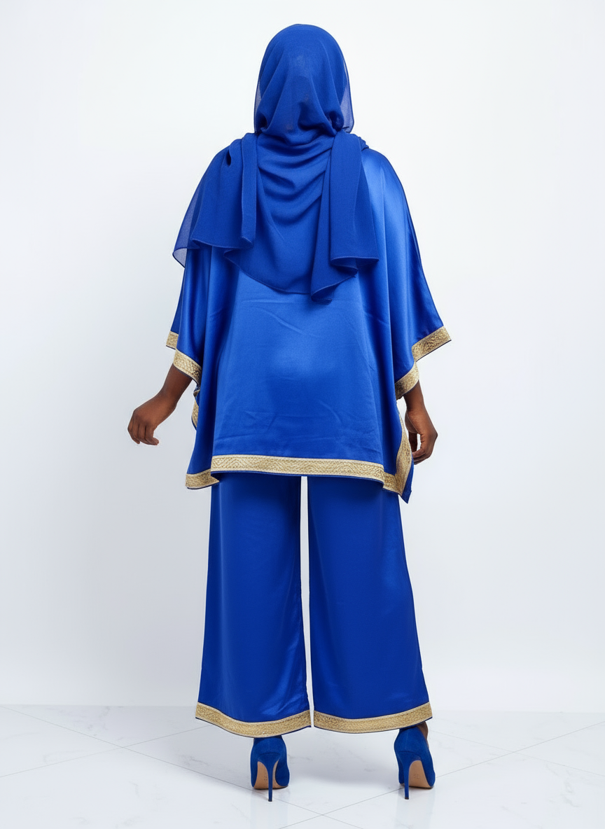 kaftan Palazzo Set Royal Blue And Gold - kP05
