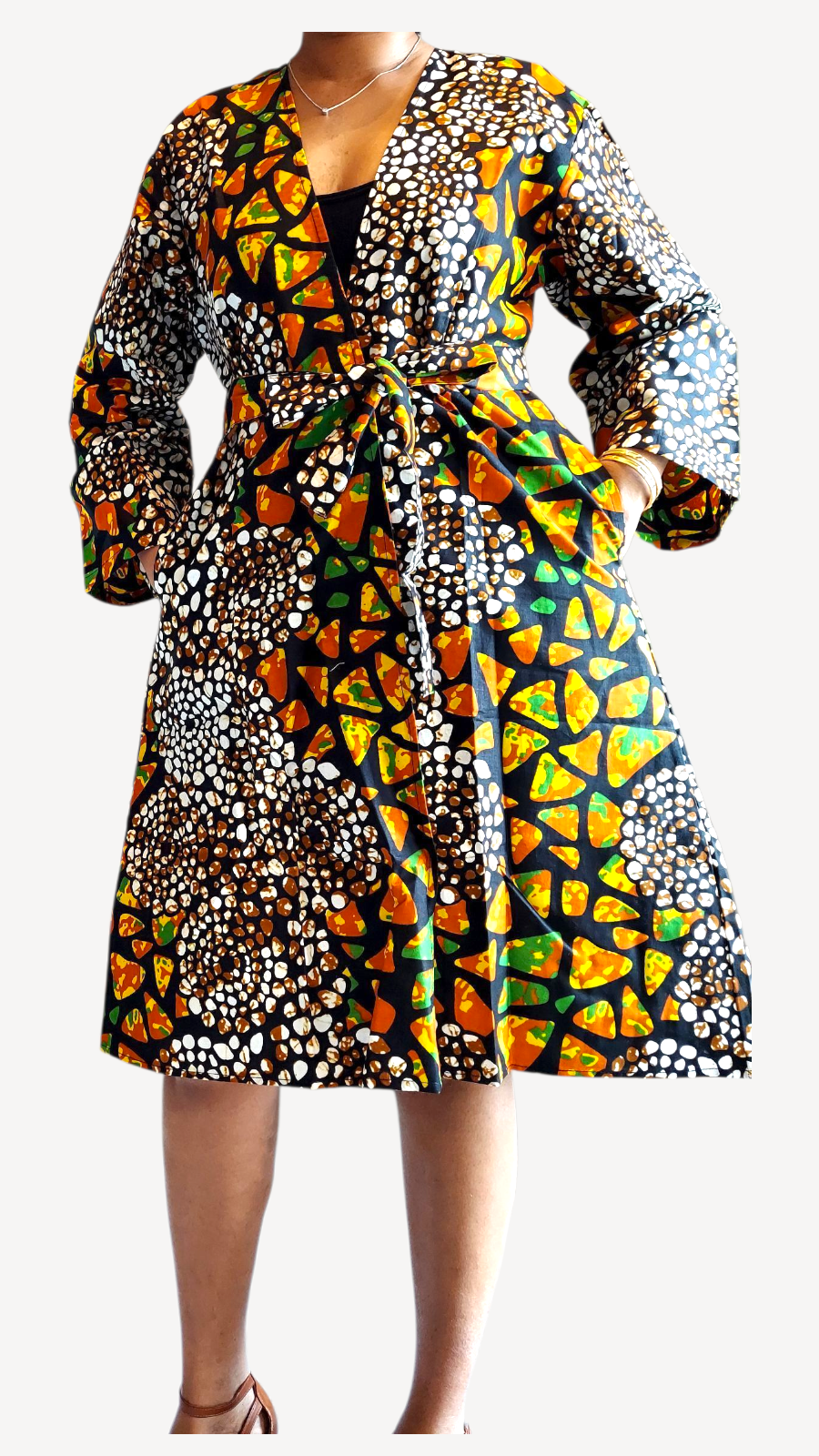 Kimono Mid Length Dress / Ankara Print  FJO17