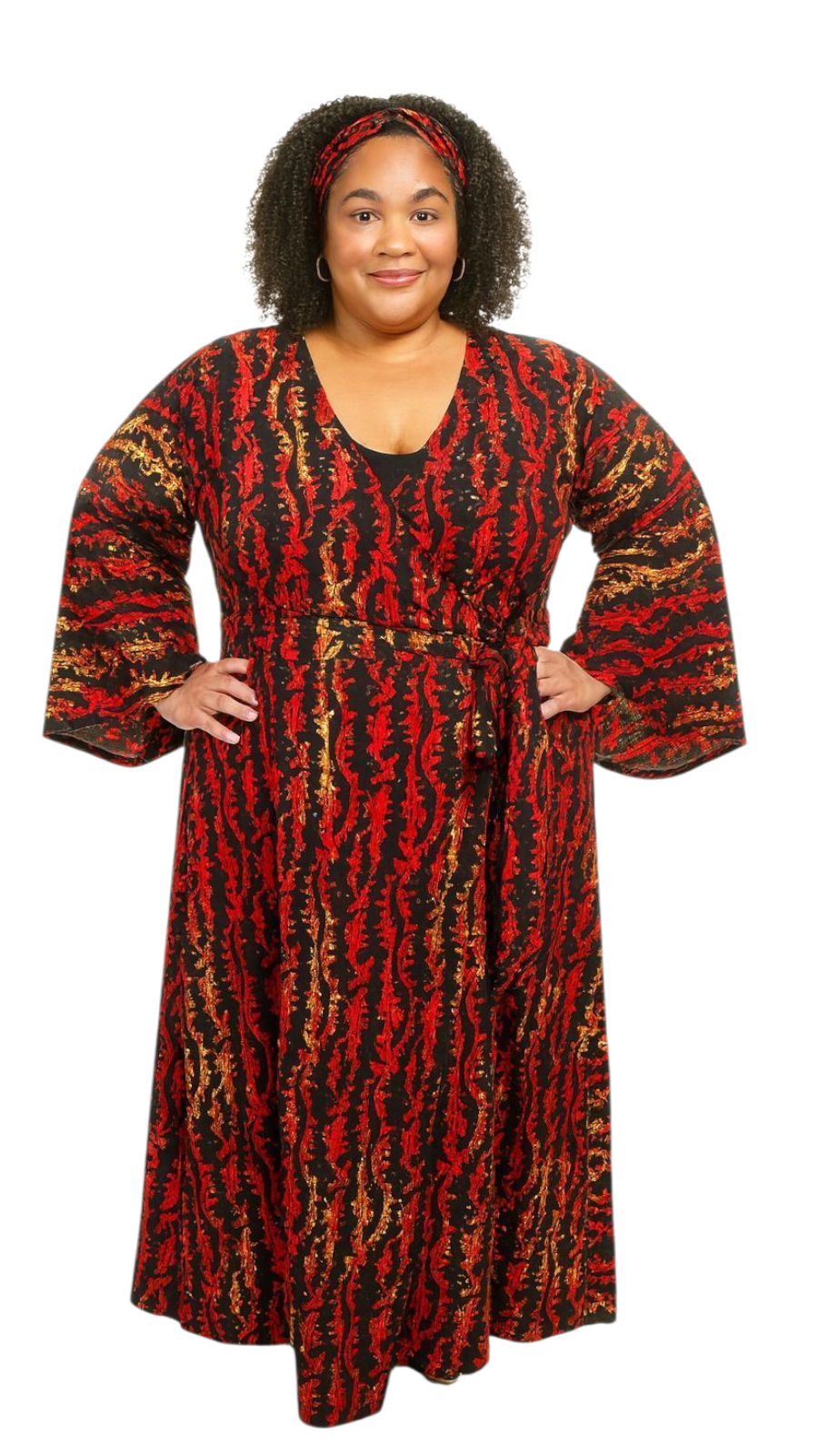 Wrap Dress / Ankara Print - 1360 Red