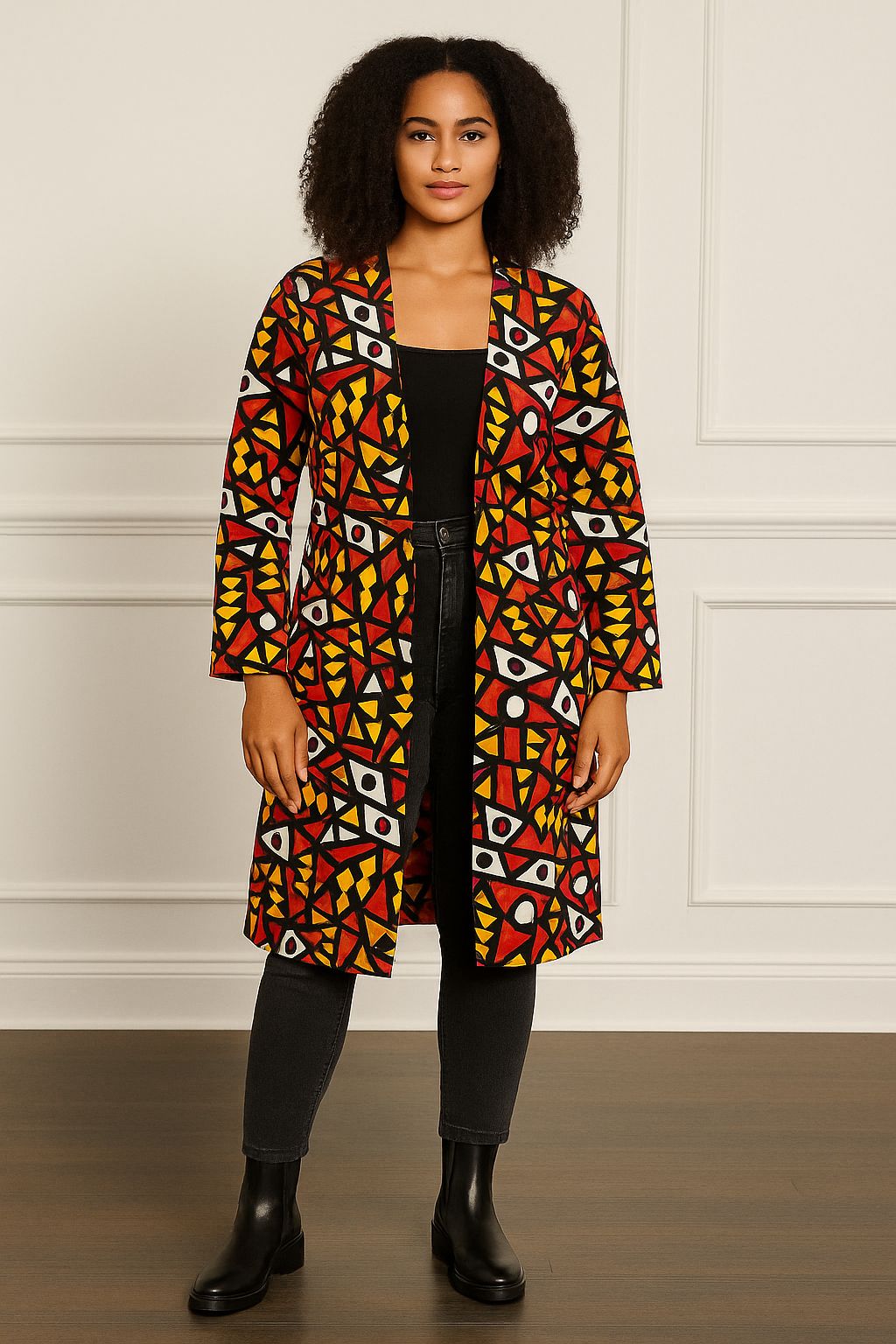 Kimono Mid Length Dress / Ankara Print  FJO17