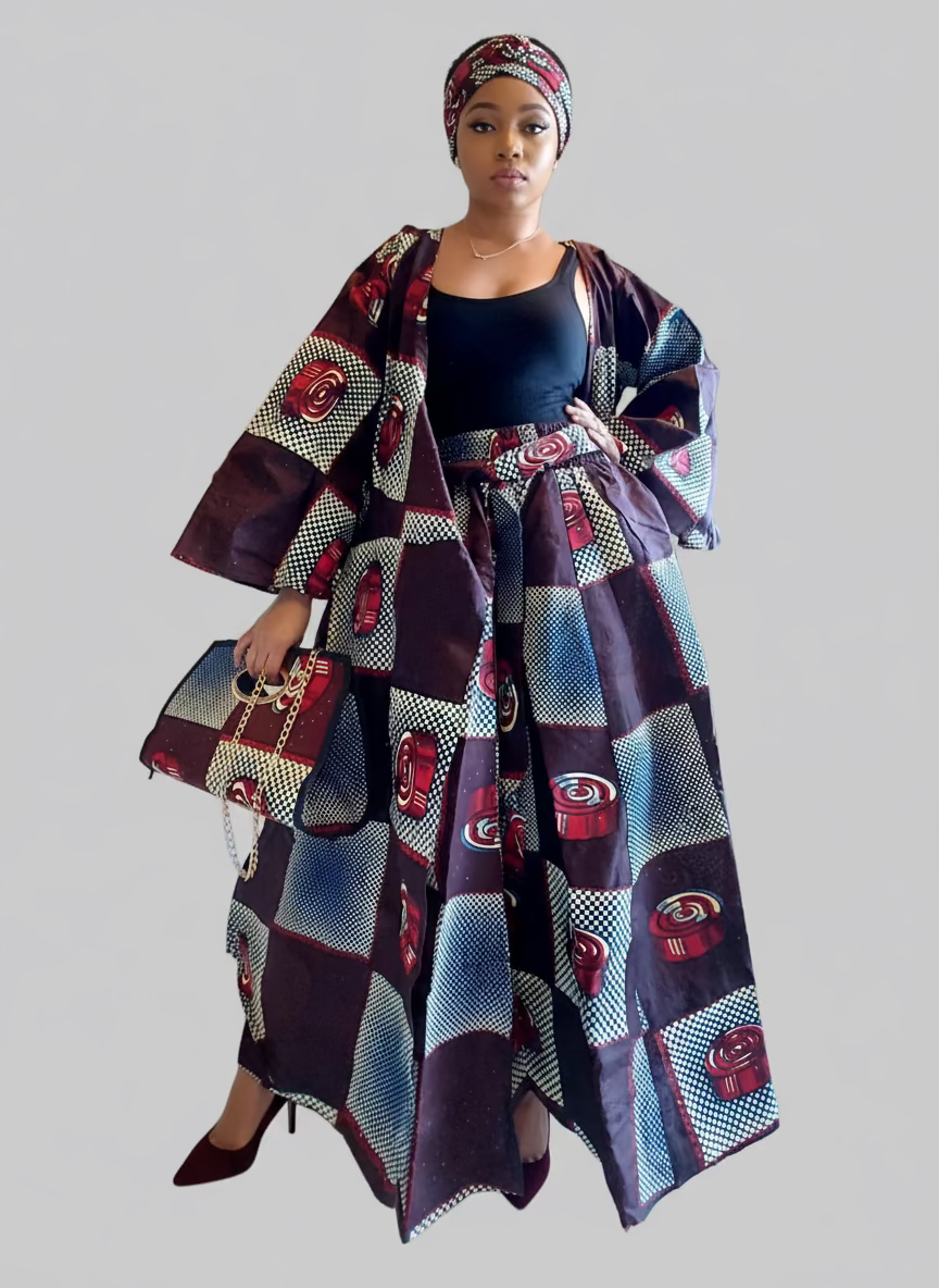 3pcs Set Maxi Skirt Pocketbook wrap Dress 746 L