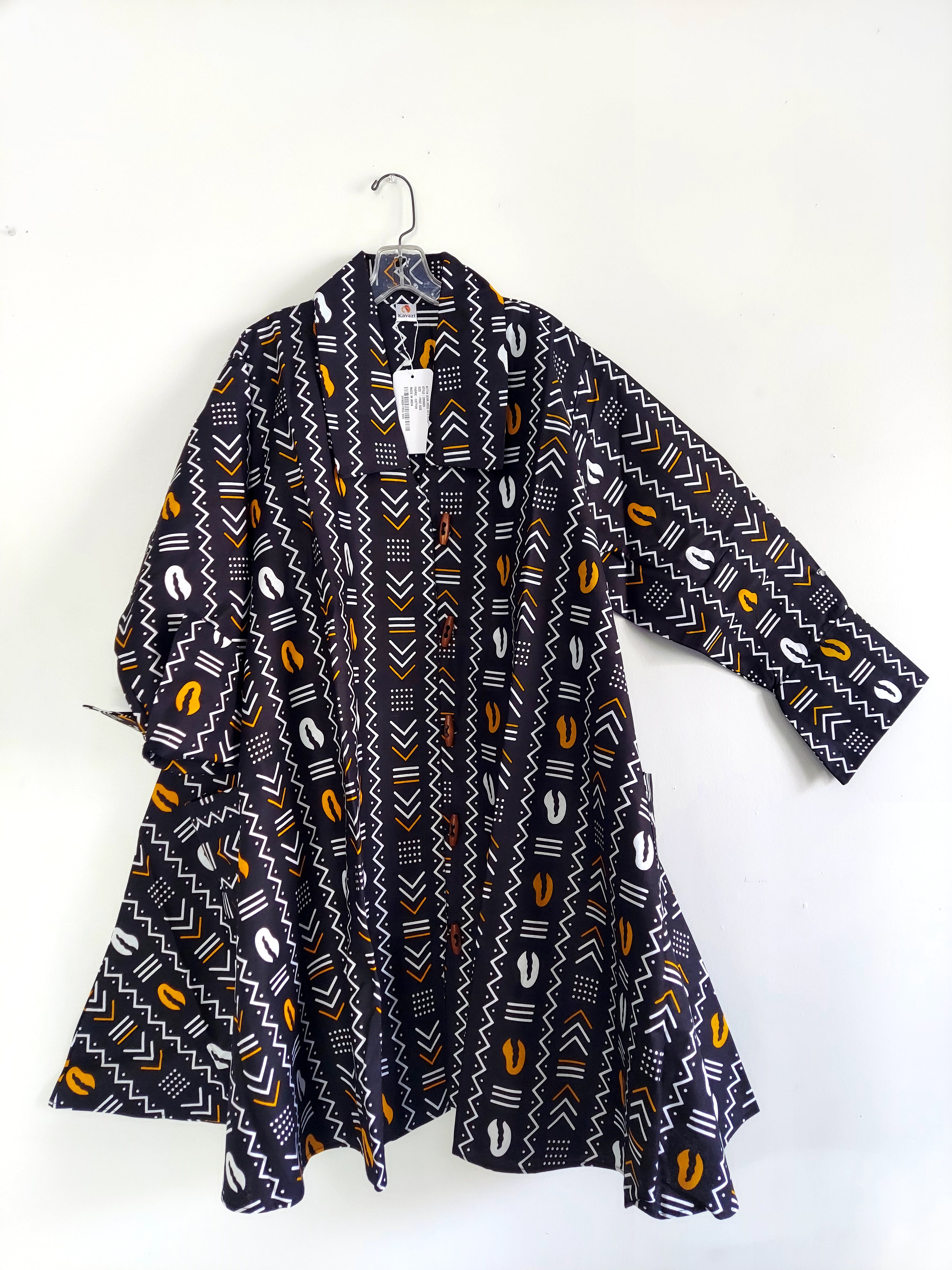 Cotton Swing Dress / Top Ankara Print Black Tribal- DRS029
