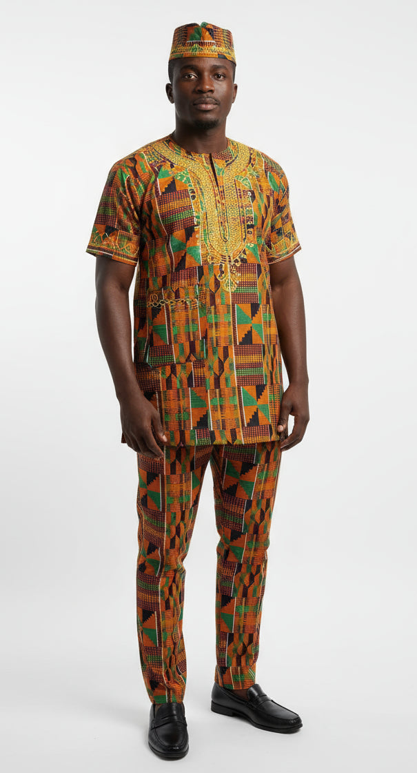 Men 3Pcs Pant Set /Traditional Kente Print-