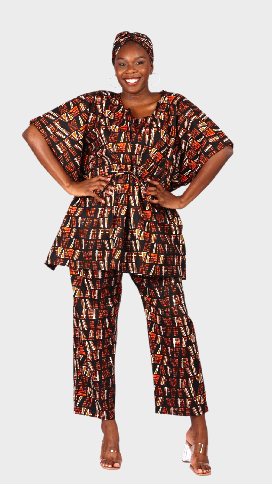 Peplum / kaftan Top & Pant Set Brown 806