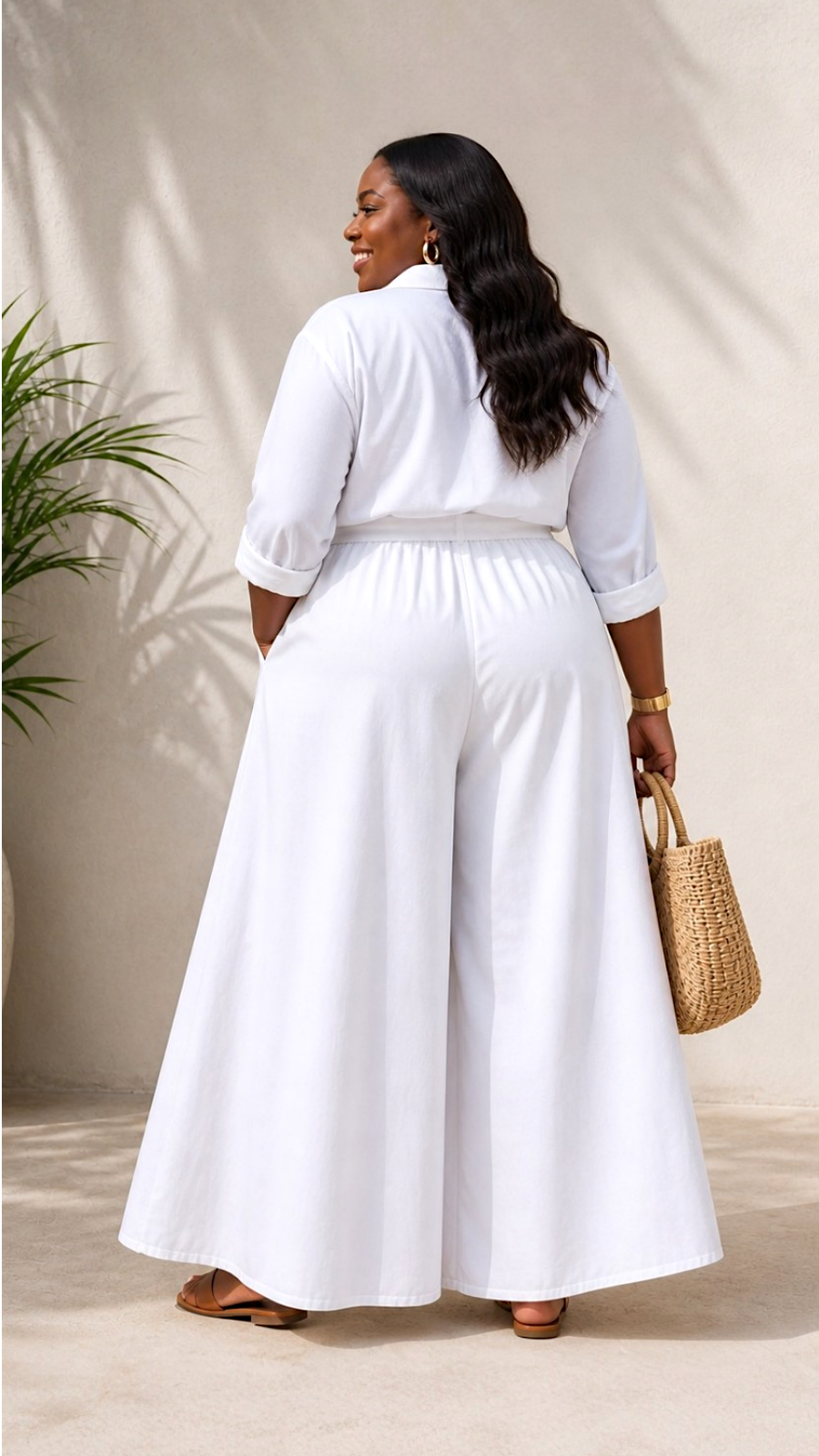 Women Palazzo Pant - White D50
