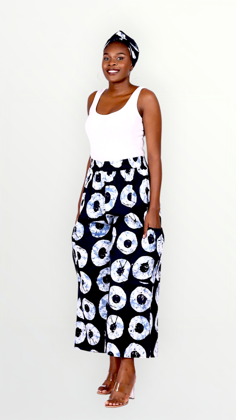 Big Pocket Palazzo Pant Print KVZ809 B